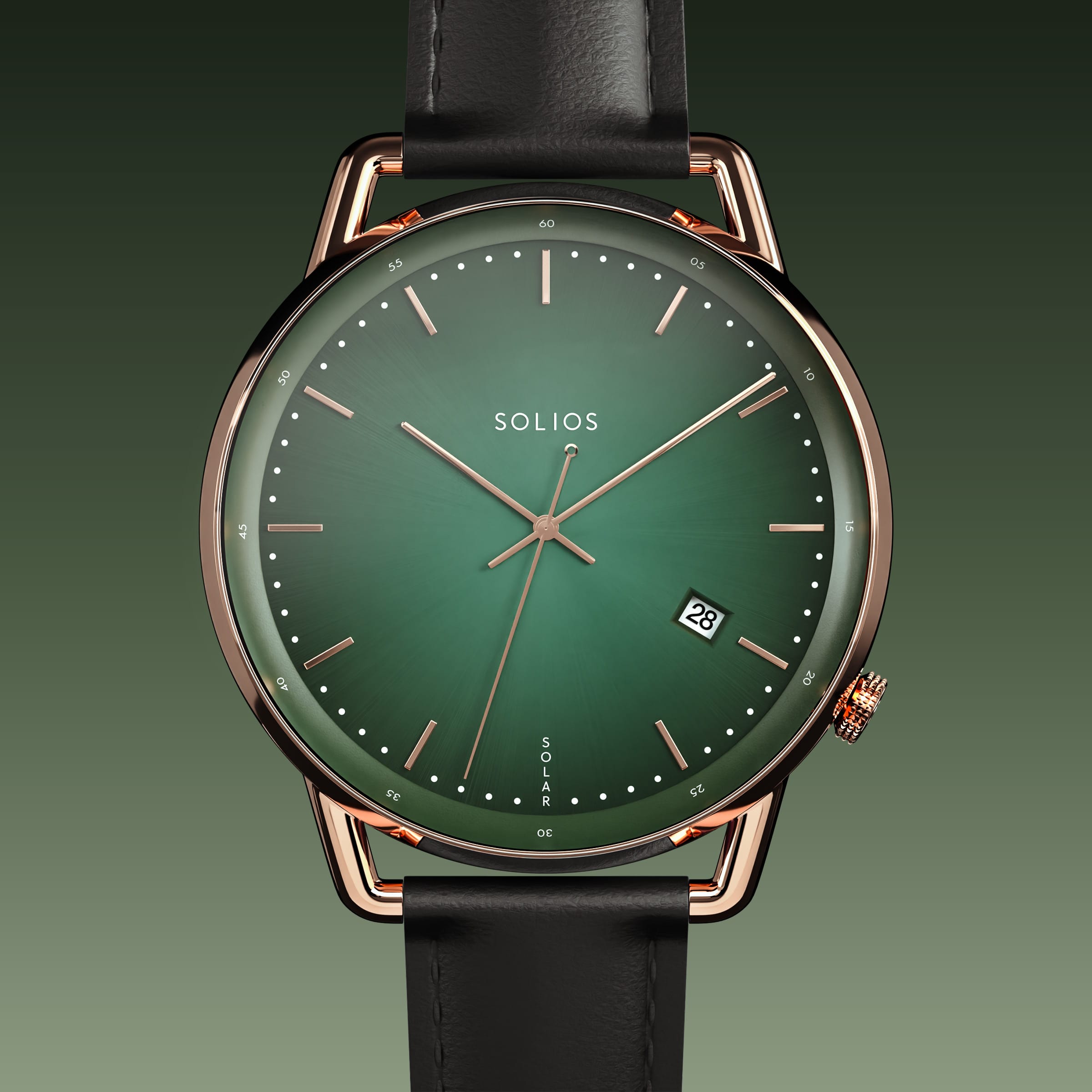 The Solar Curve | Green Dial - Rose Gold Case