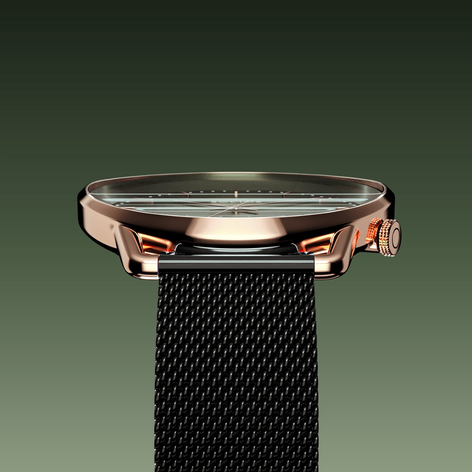 The Solar Curve | Green Dial - Rose Gold Case