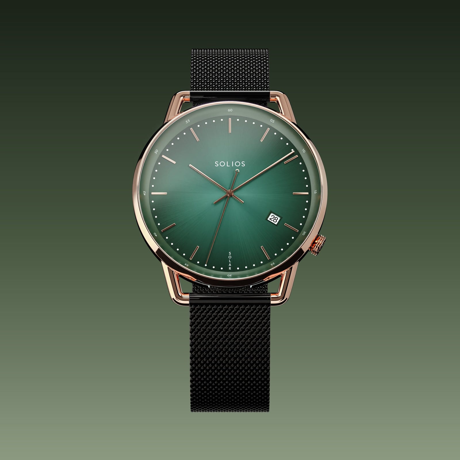 The Solar Curve | Green Dial - Rose Gold Case