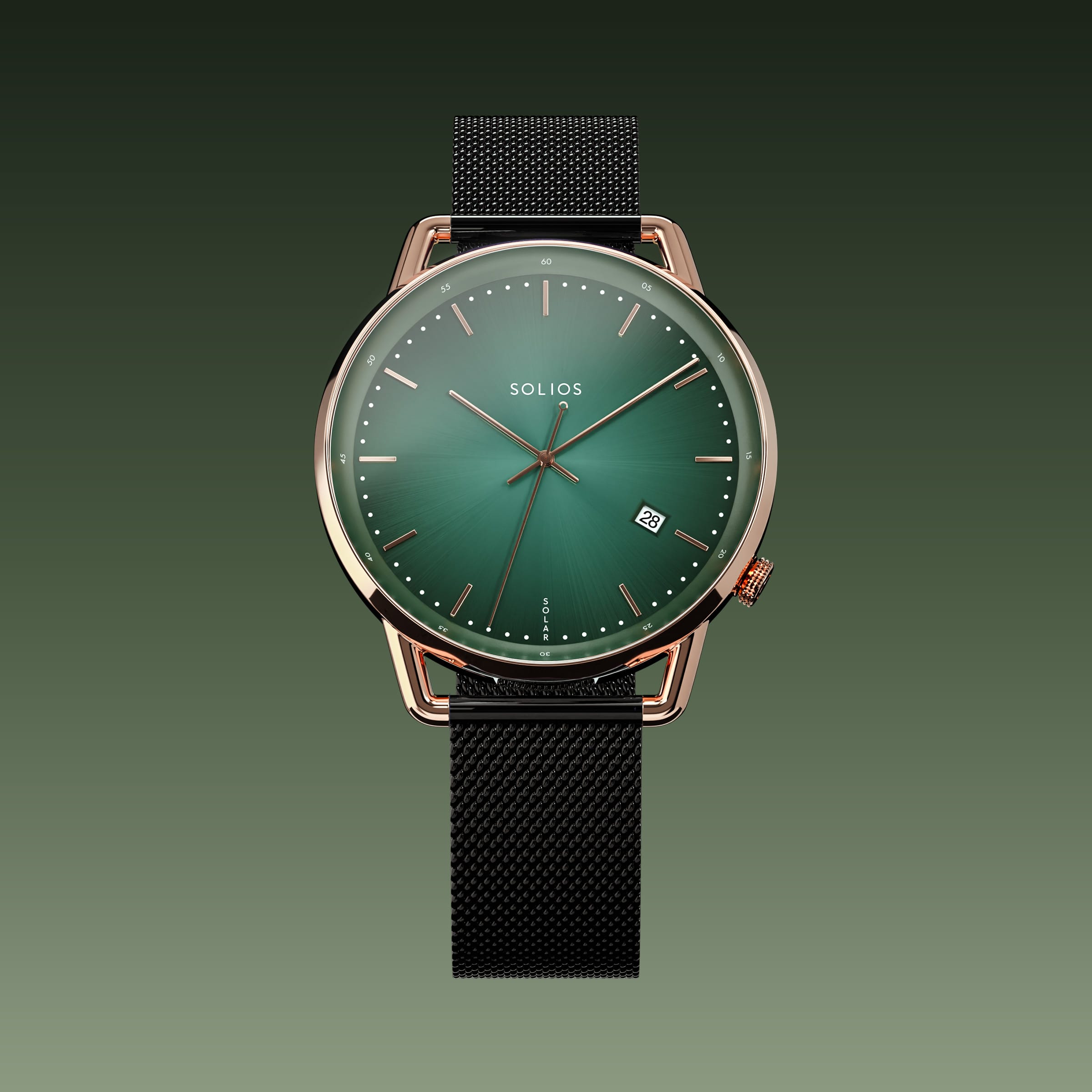 The Solar Curve | Green Dial - Rose Gold Case