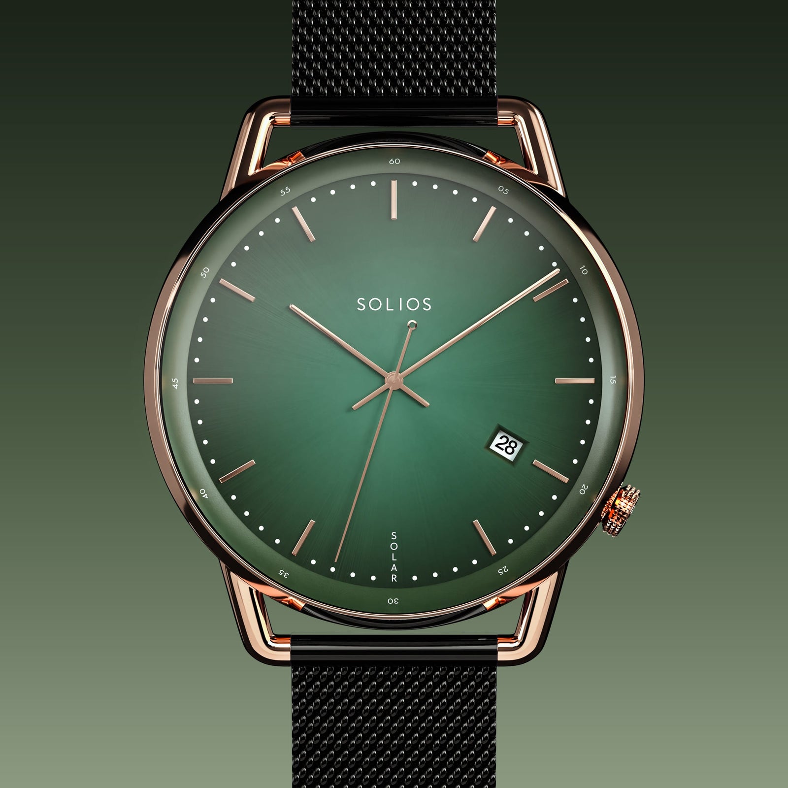 The Solar Curve | Green Dial - Rose Gold Case