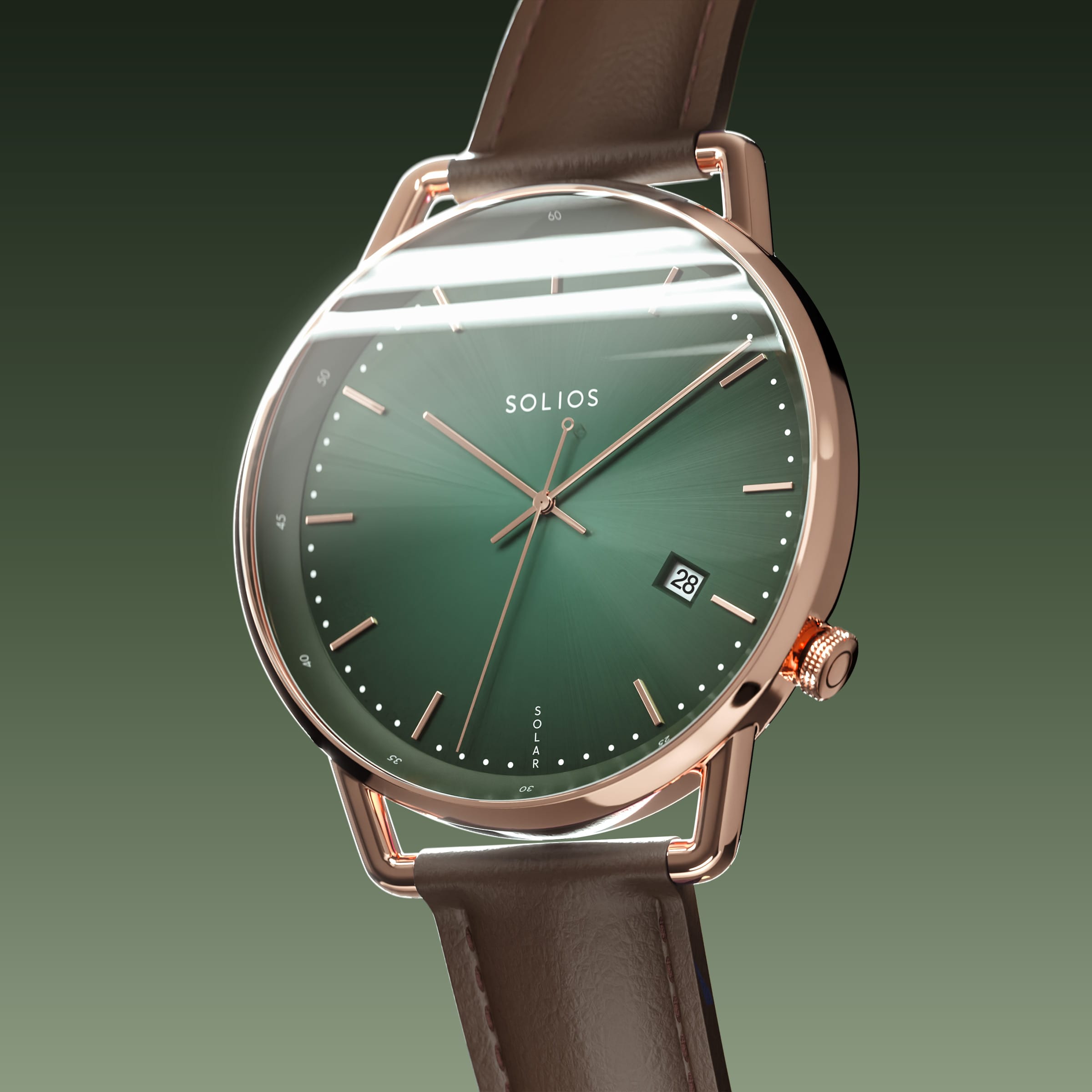 The Solar Curve | Green Dial - Rose Gold Case
