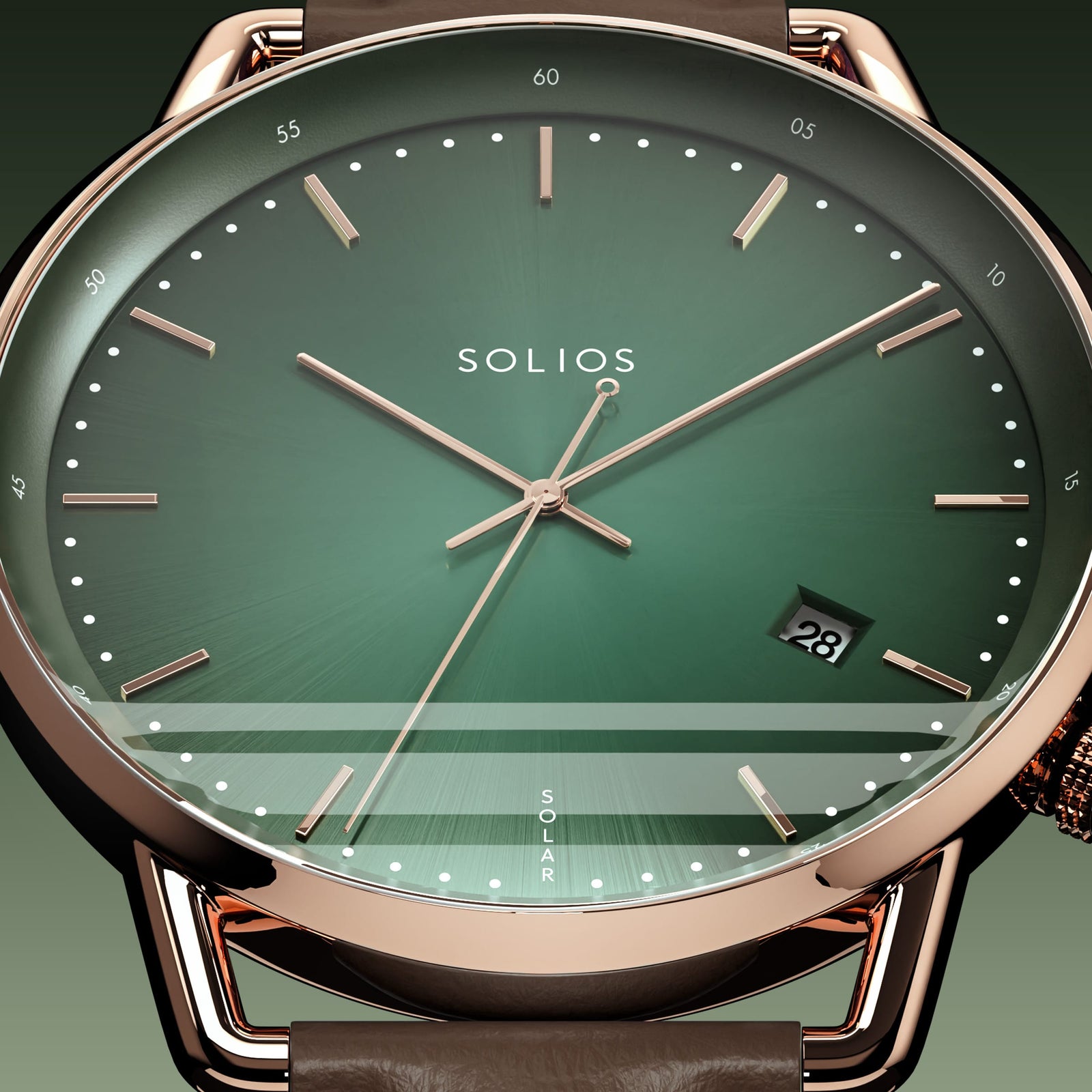 The Solar Curve | Green Dial - Rose Gold Case