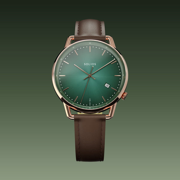 The Solar Curve | Green Dial - Rose Gold Case