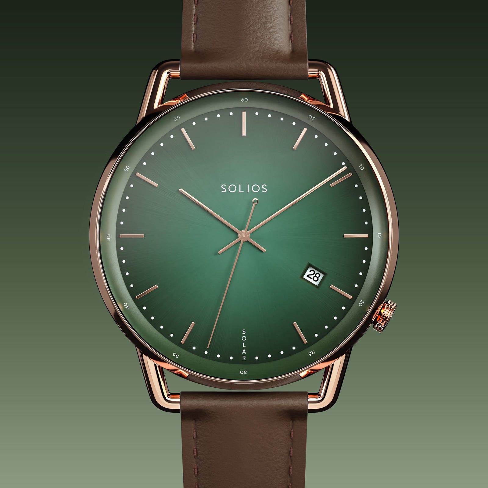 The Solar Curve | Green Dial - Rose Gold Case