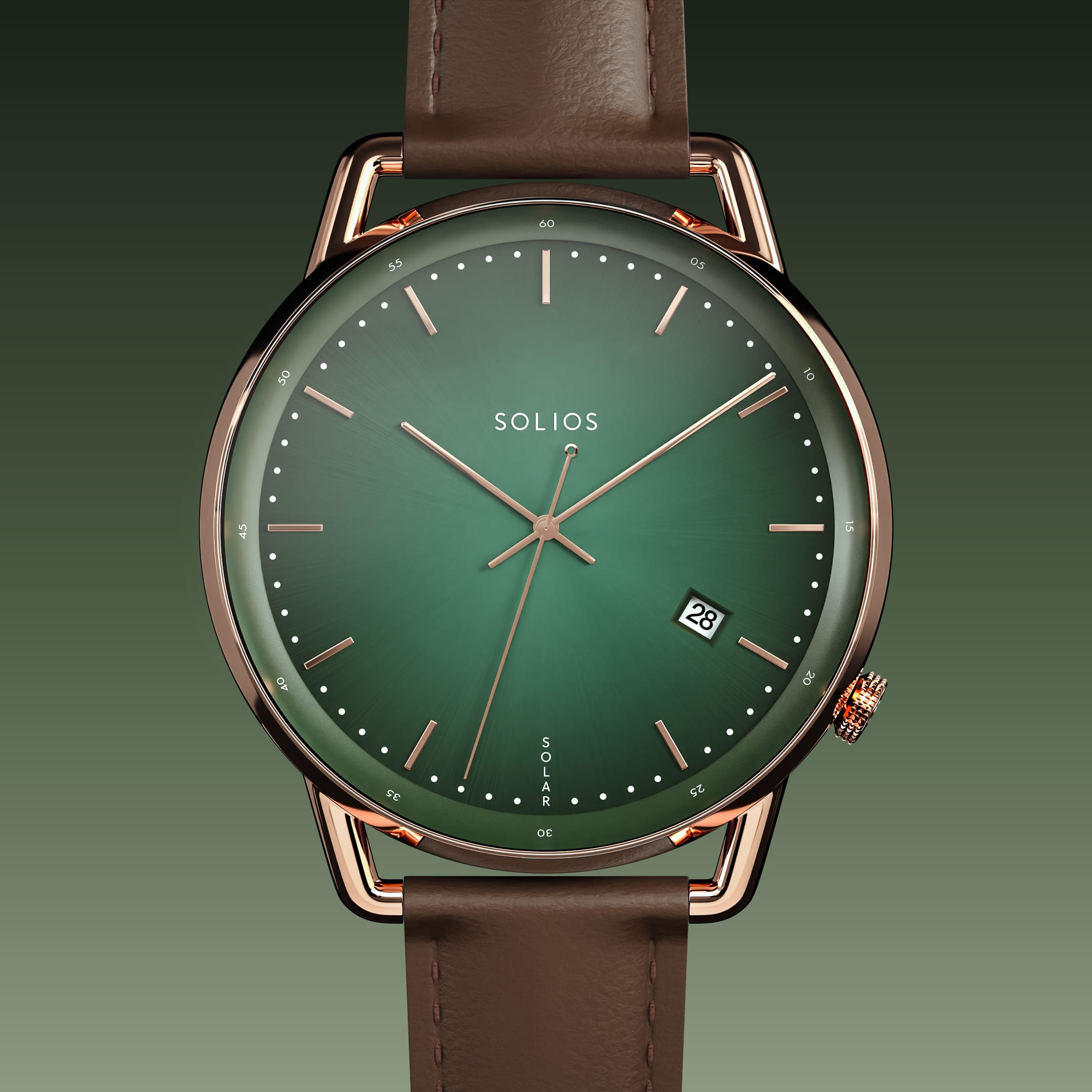 The Solar Curve | Green Dial - Rose Gold Case