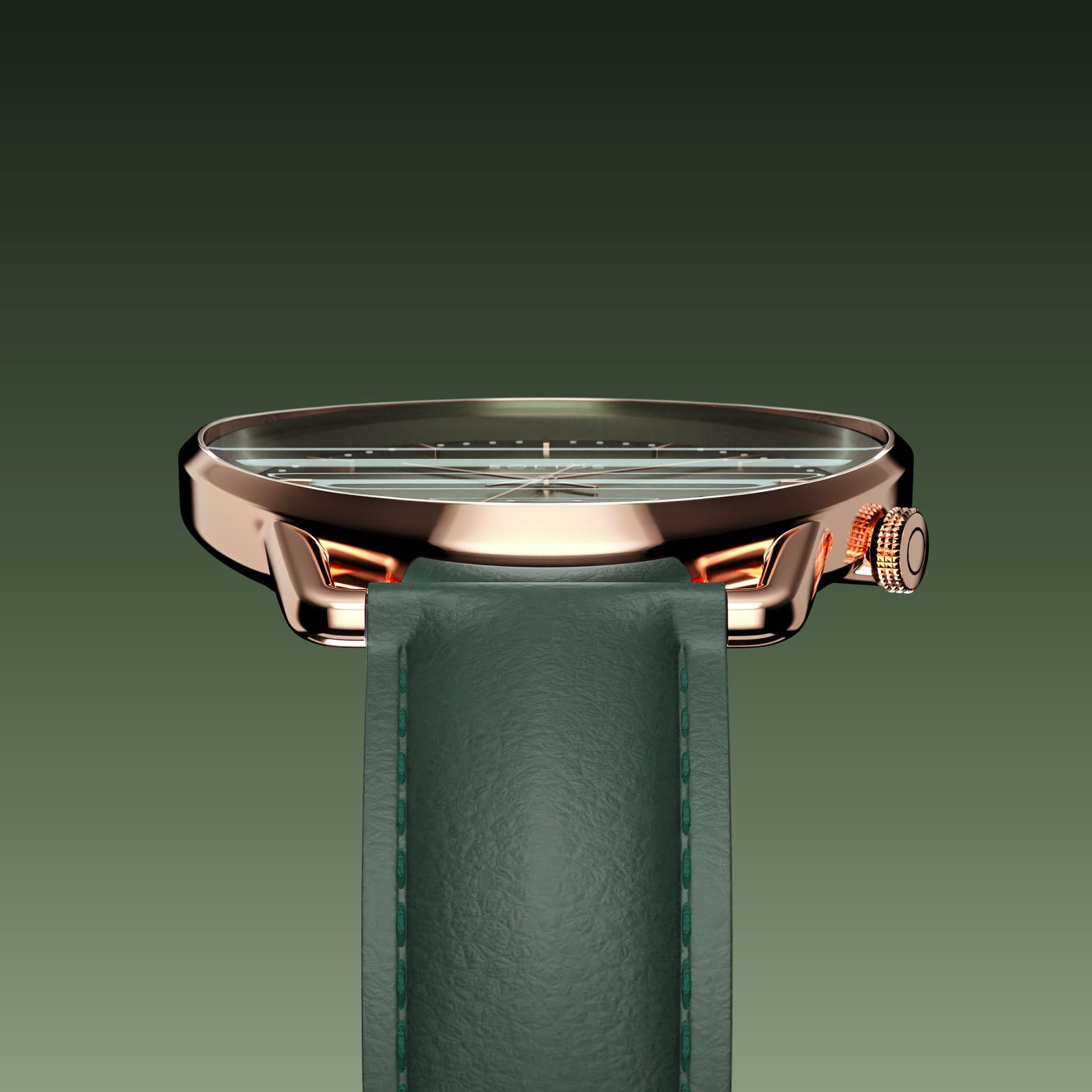 The Solar Curve | Green Dial - Rose Gold Case