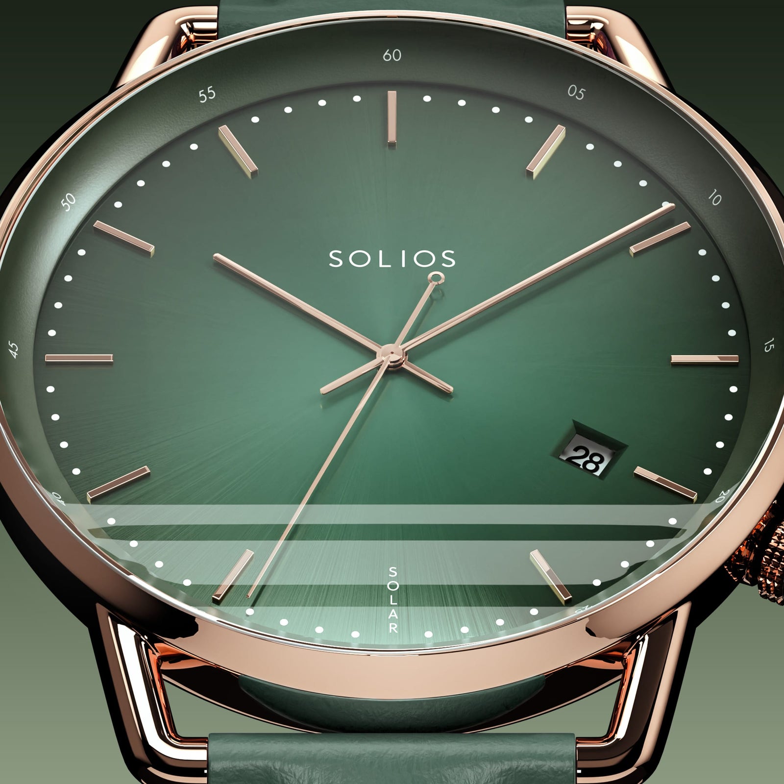 The Solar Curve | Green Dial - Rose Gold Case