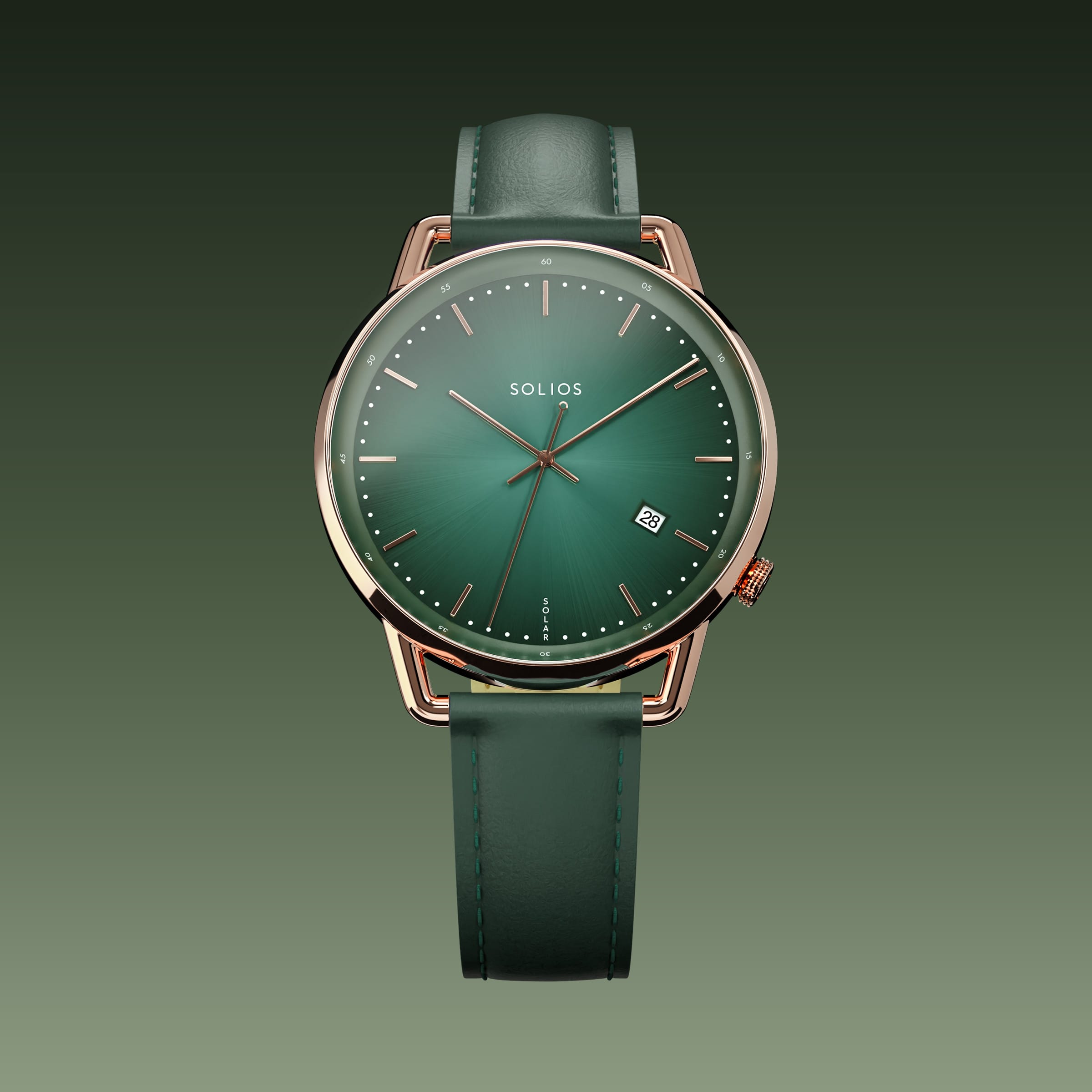 The Solar Curve | Green Dial - Rose Gold Case