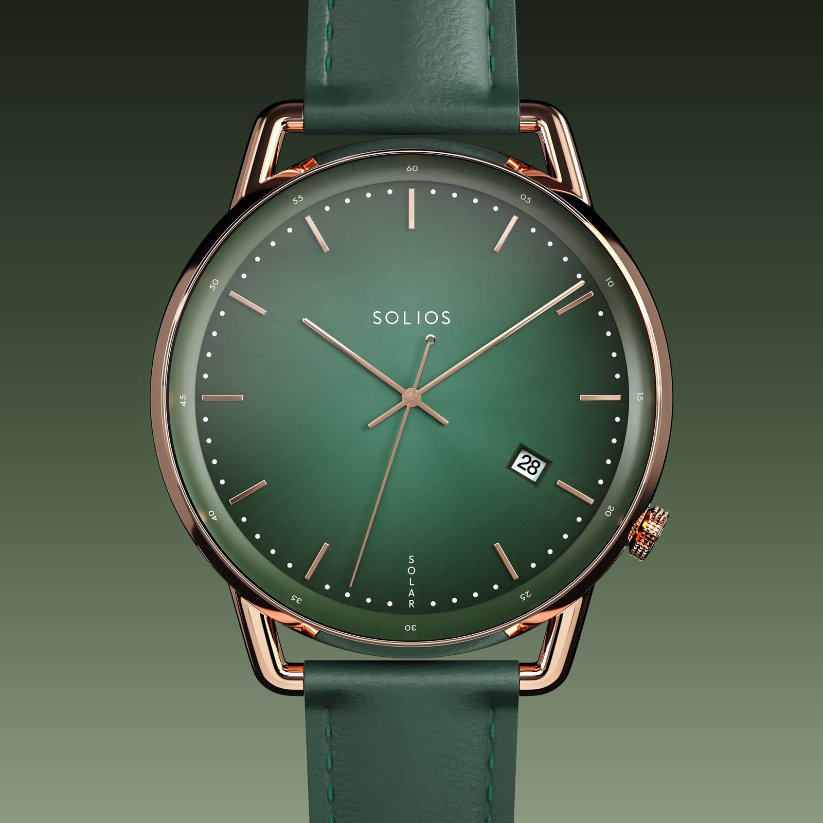 The Solar Curve | Green Dial - Rose Gold Case