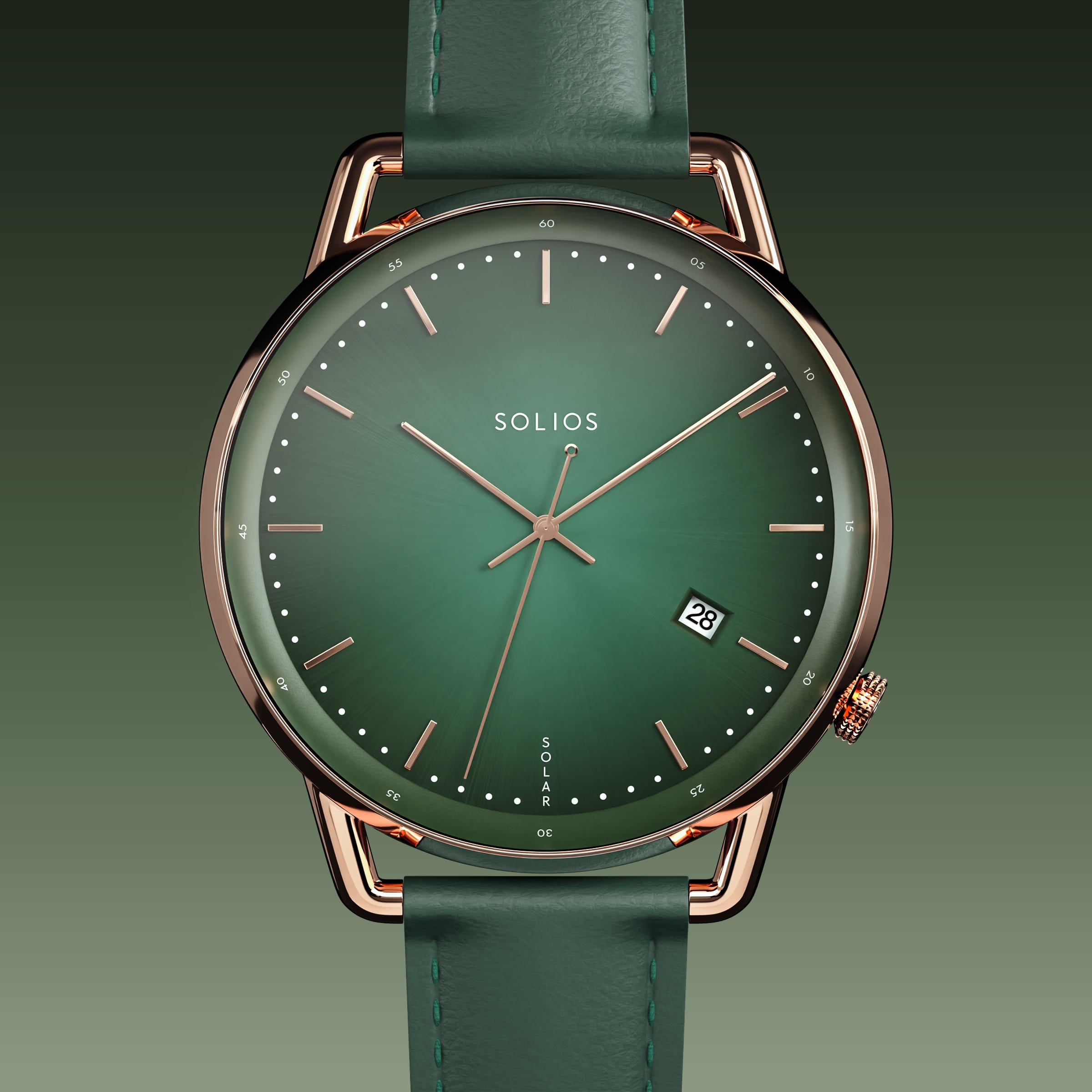 The Solar Curve | Green Dial - Rose Gold Case