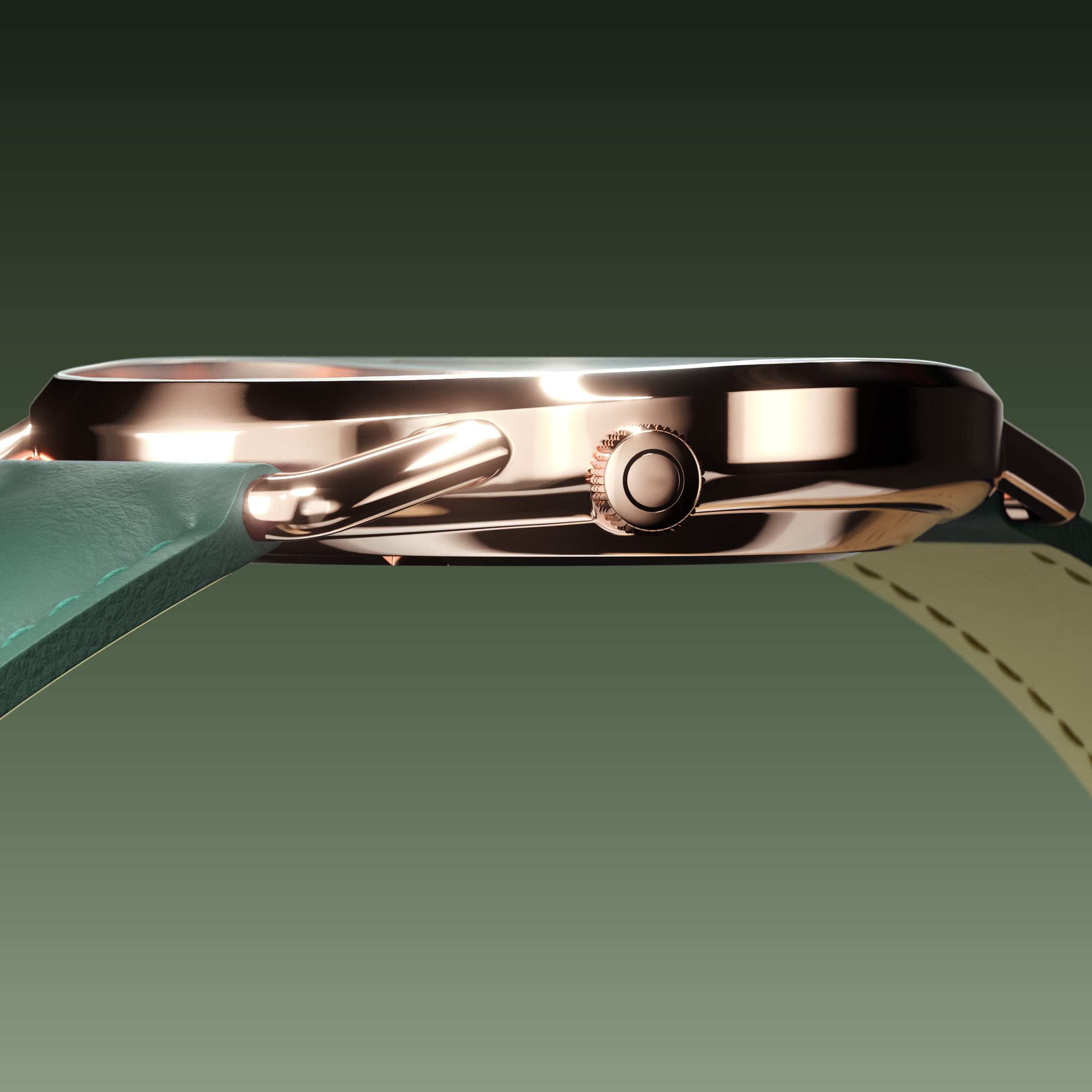 The Solar Curve | Green Dial - Rose Gold Case