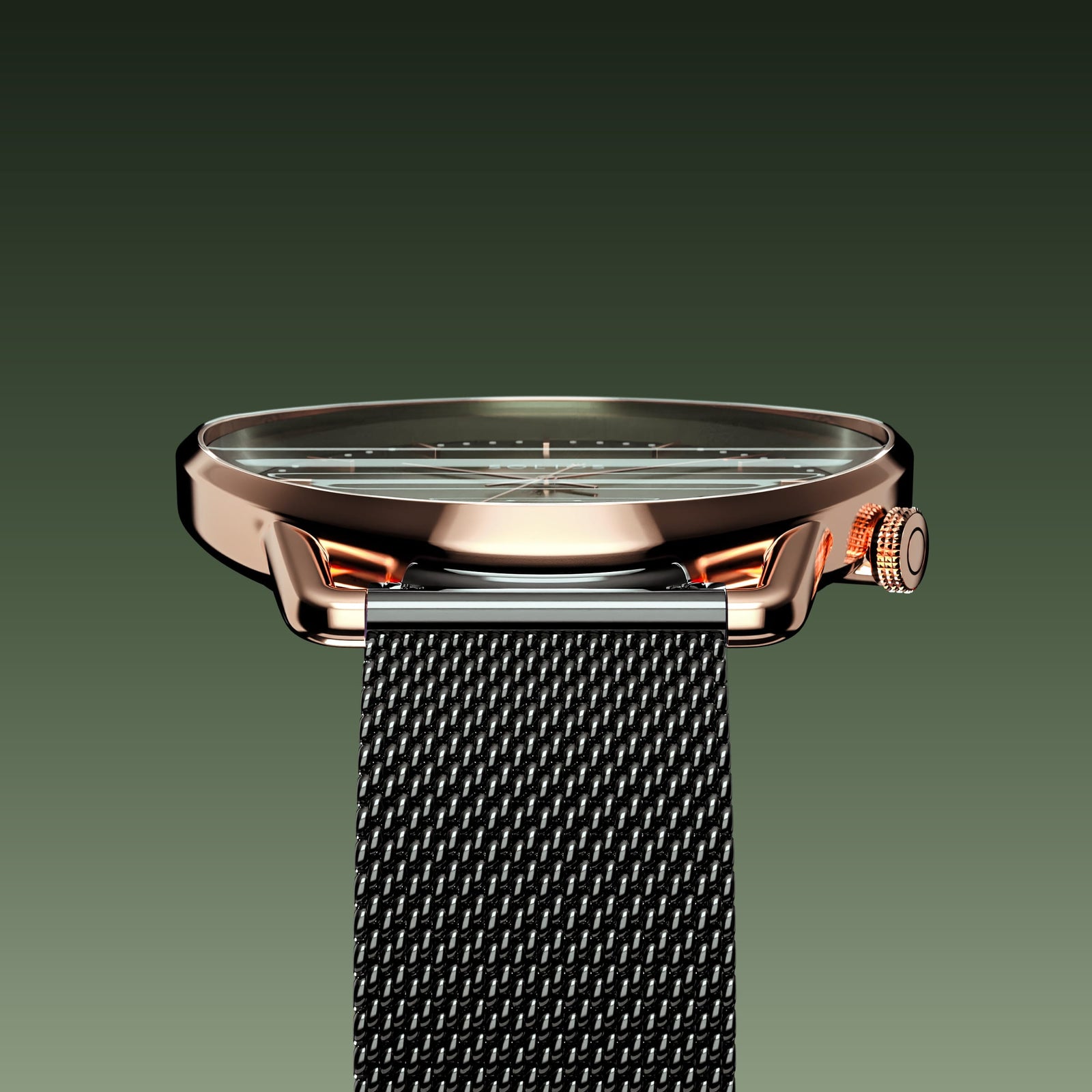 The Solar Curve | Green Dial - Rose Gold Case