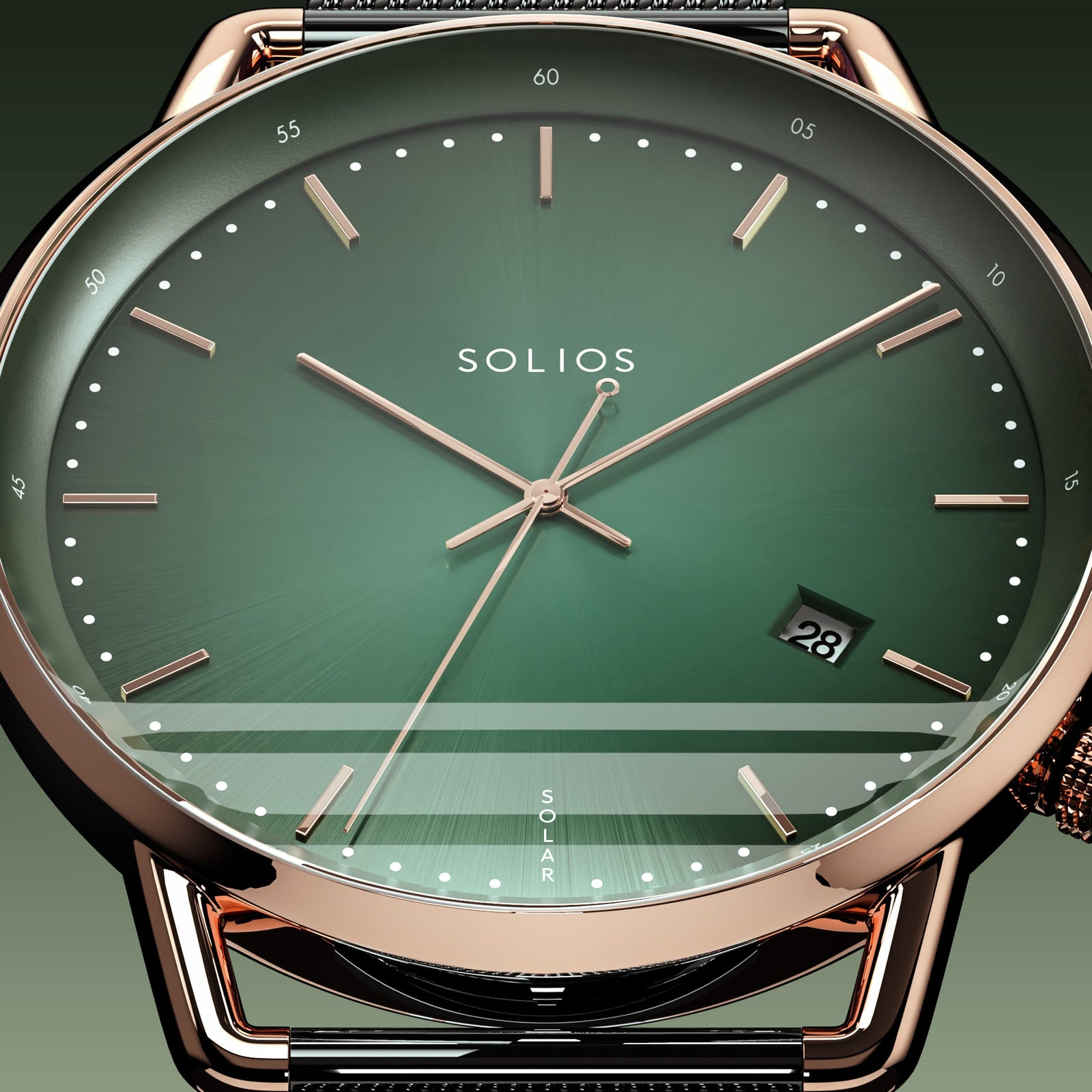 The Solar Curve | Green Dial - Rose Gold Case