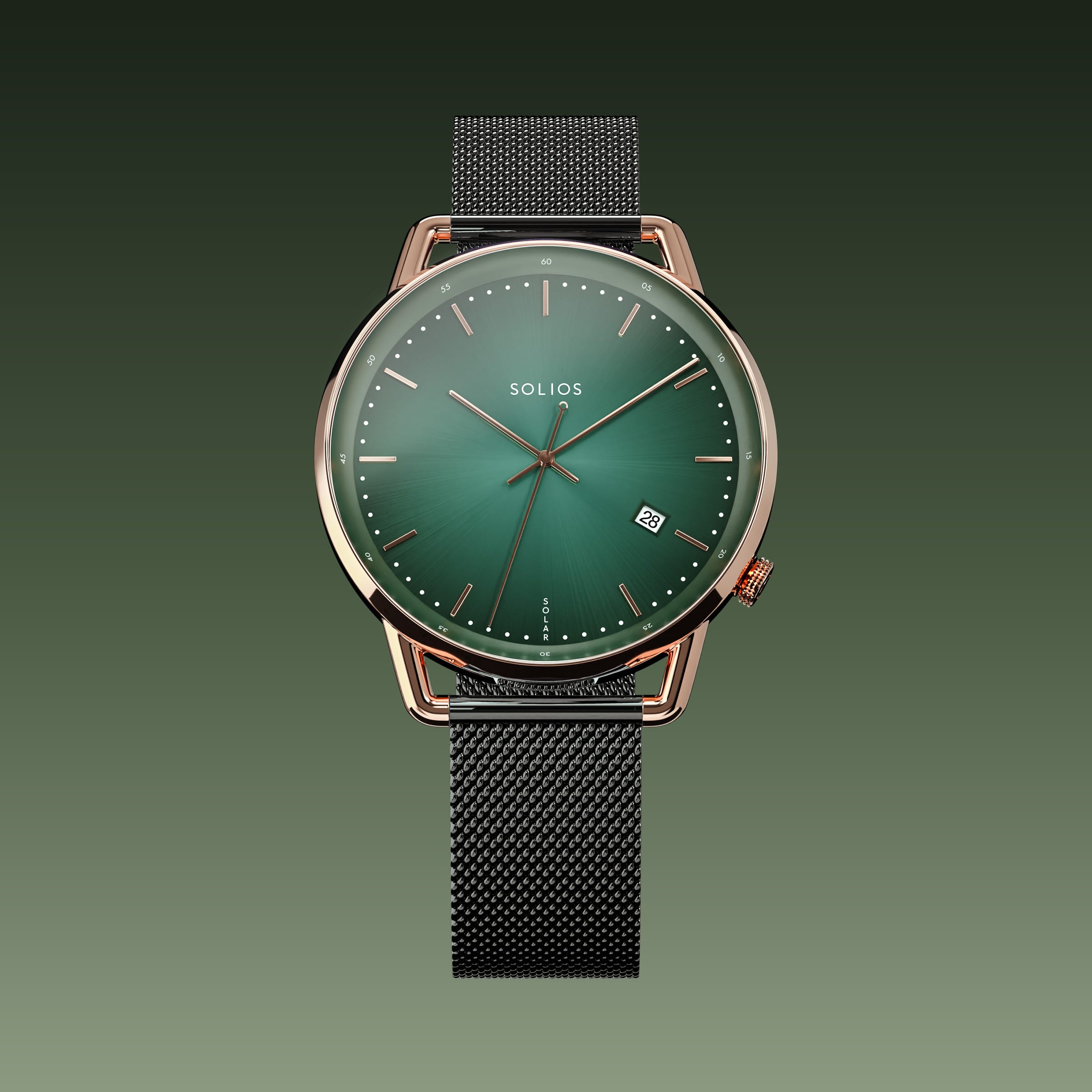 The Solar Curve | Green Dial - Rose Gold Case