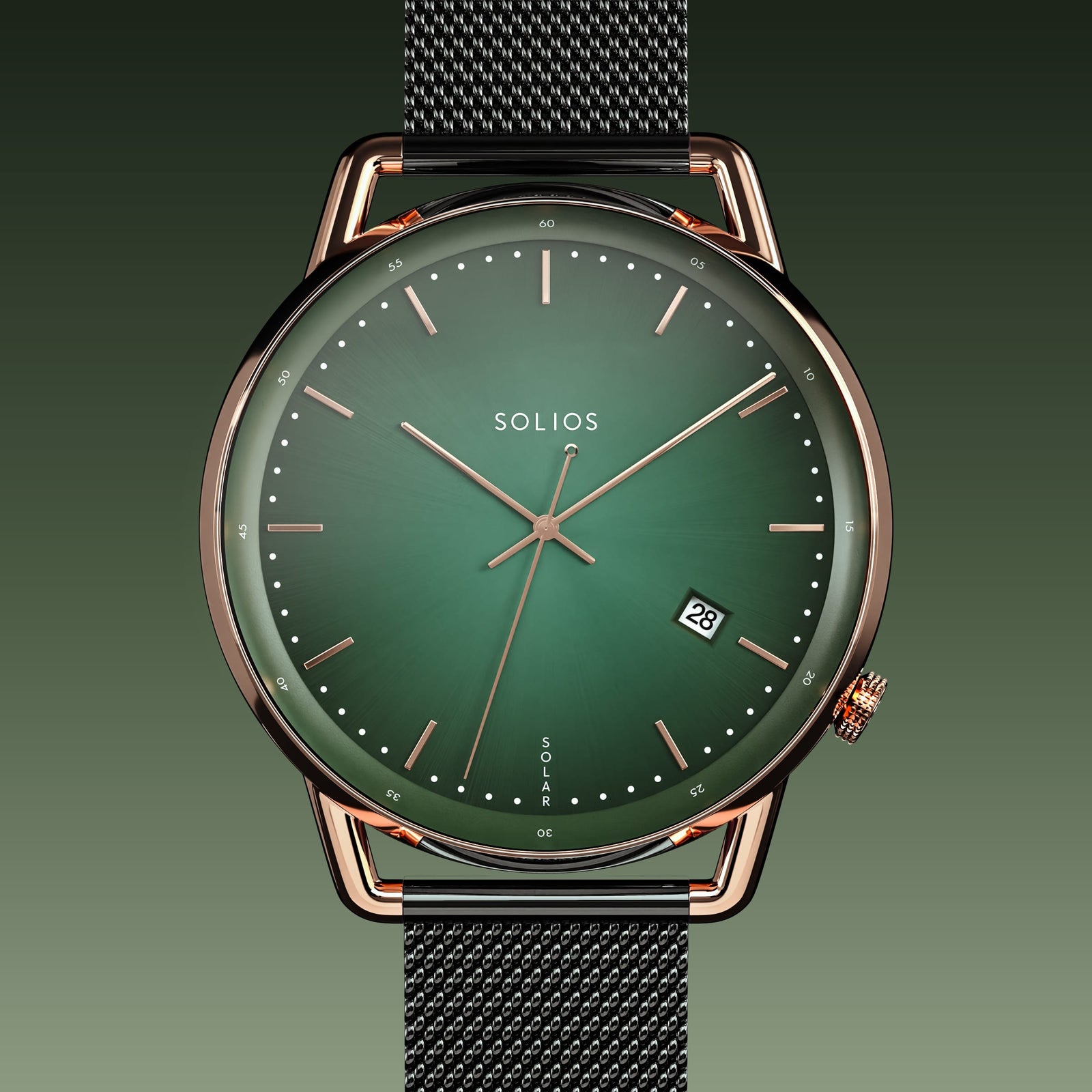 The Solar Curve | Green Dial - Rose Gold Case