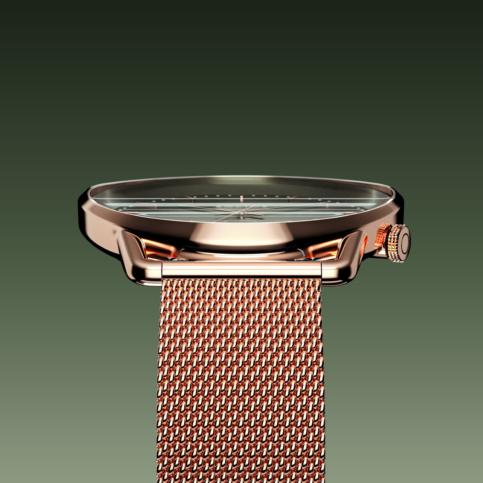 The Solar Curve | Green Dial - Rose Gold Case