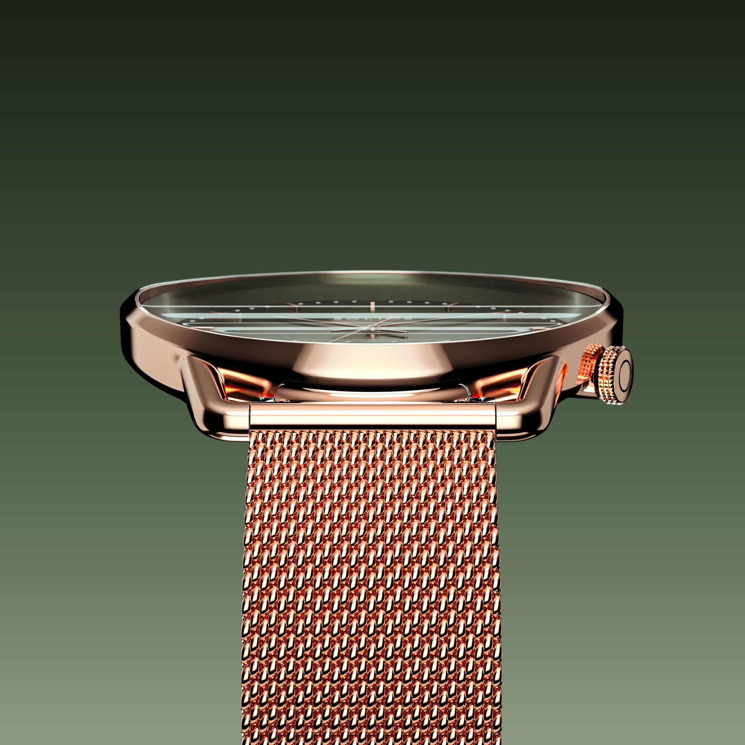 The Solar Curve | Green Dial - Rose Gold Case