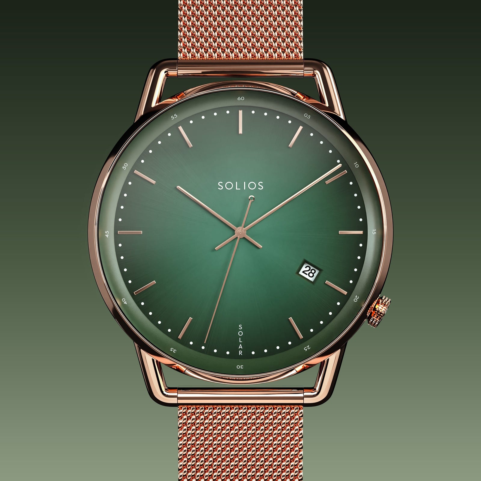 The Solar Curve | Green Dial - Rose Gold Case