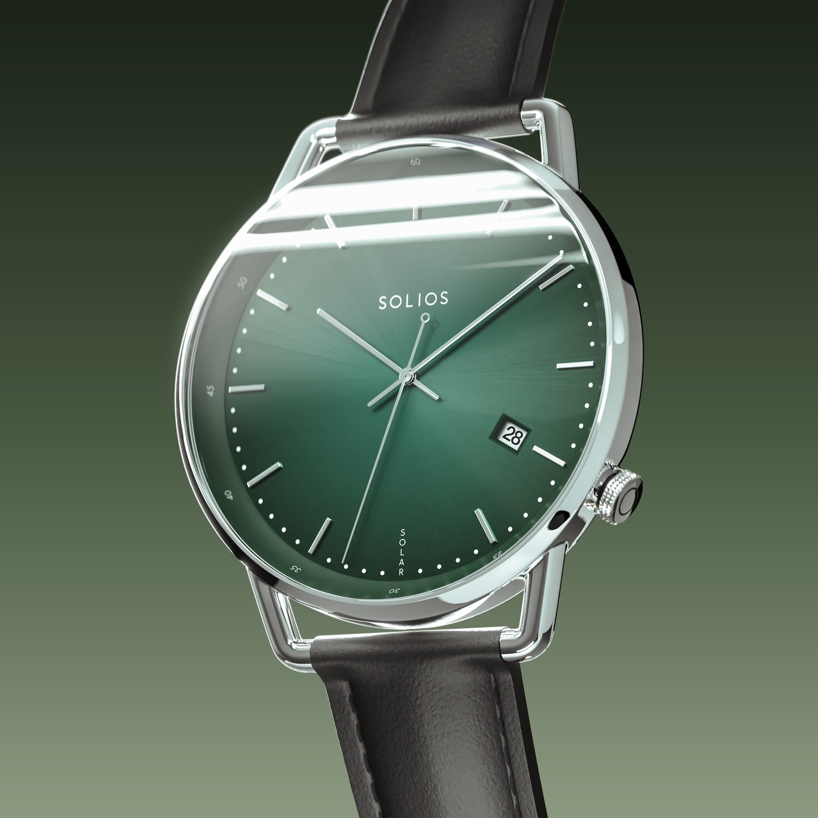 The Solar Curve | Green Dial - Silver Case