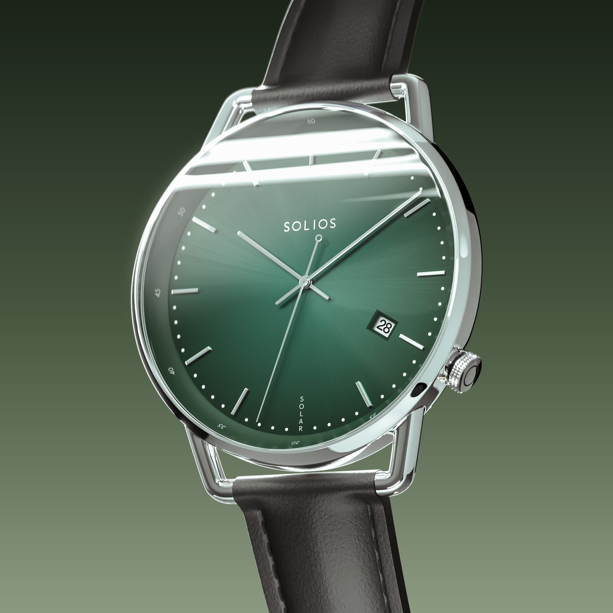 The Solar Curve | Green Dial - Silver Case