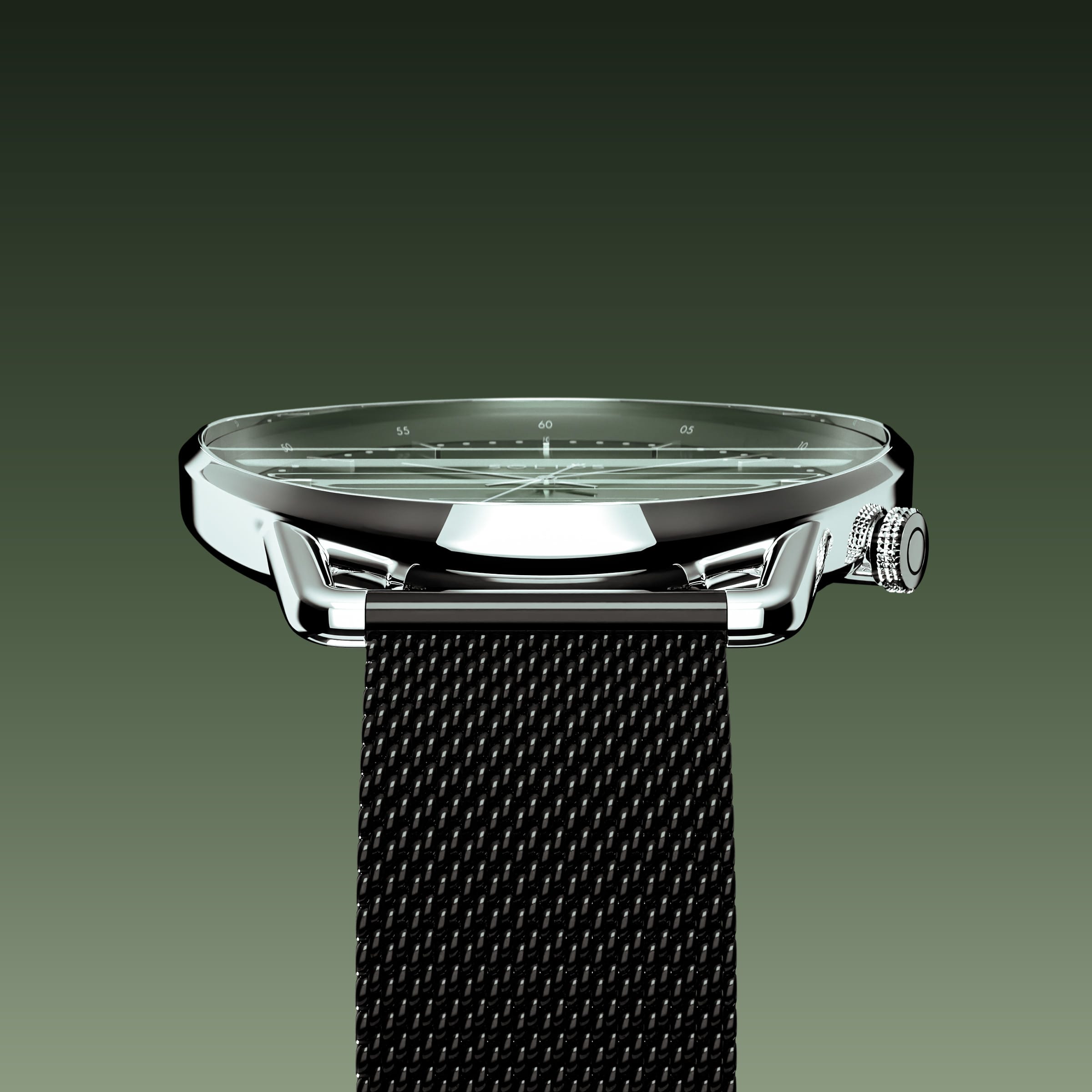 The Solar Curve | Green Dial - Silver Case