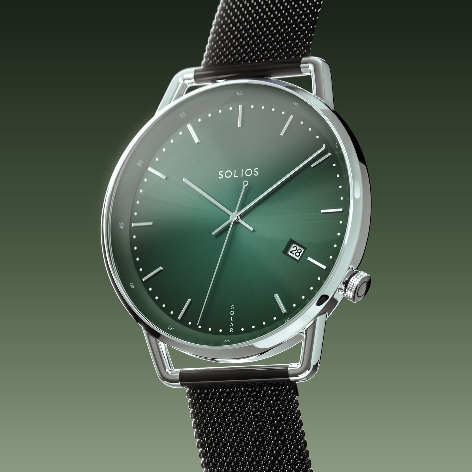 The Solar Curve | Green Dial - Silver Case