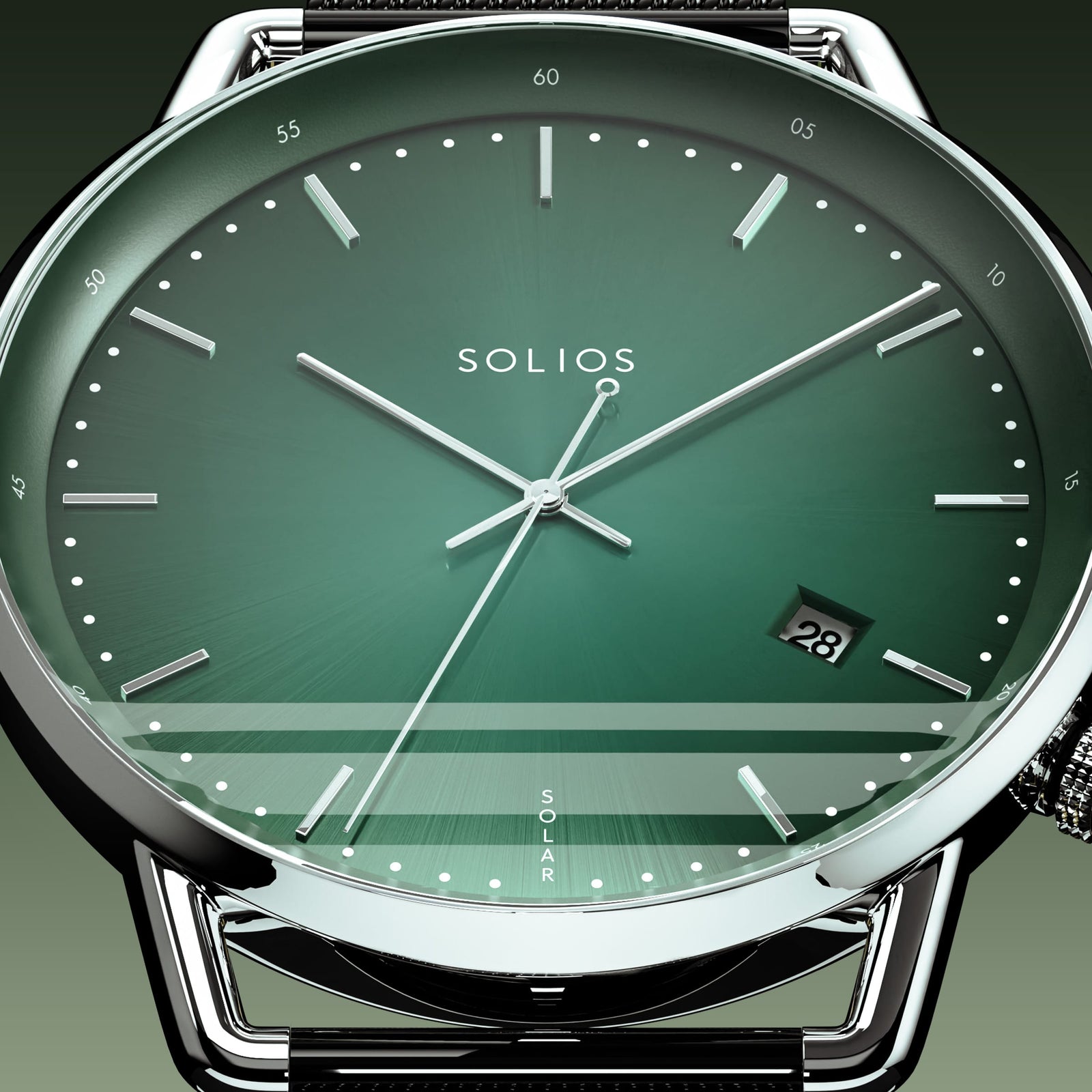 The Solar Curve | Green Dial - Silver Case