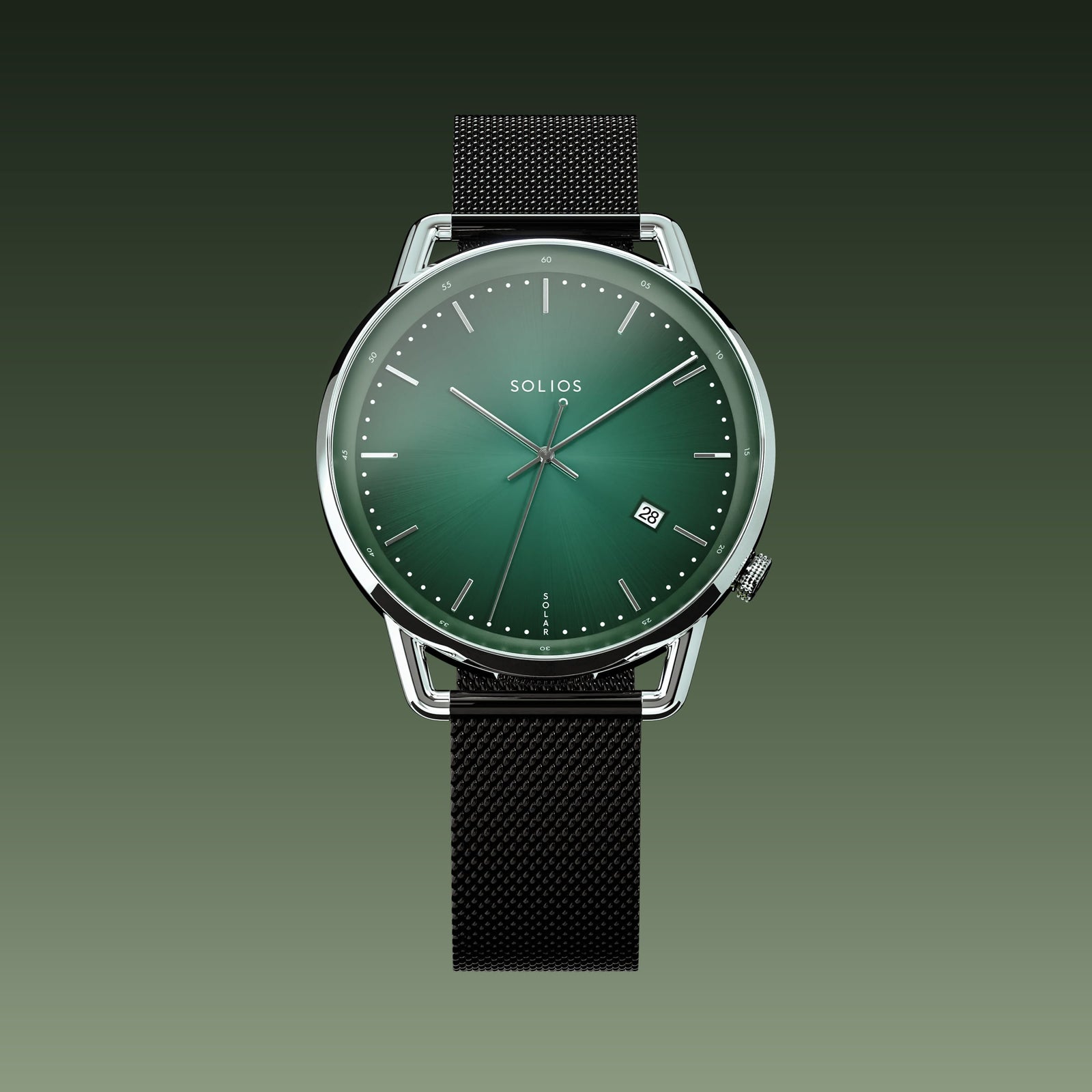 The Solar Curve | Green Dial - Silver Case