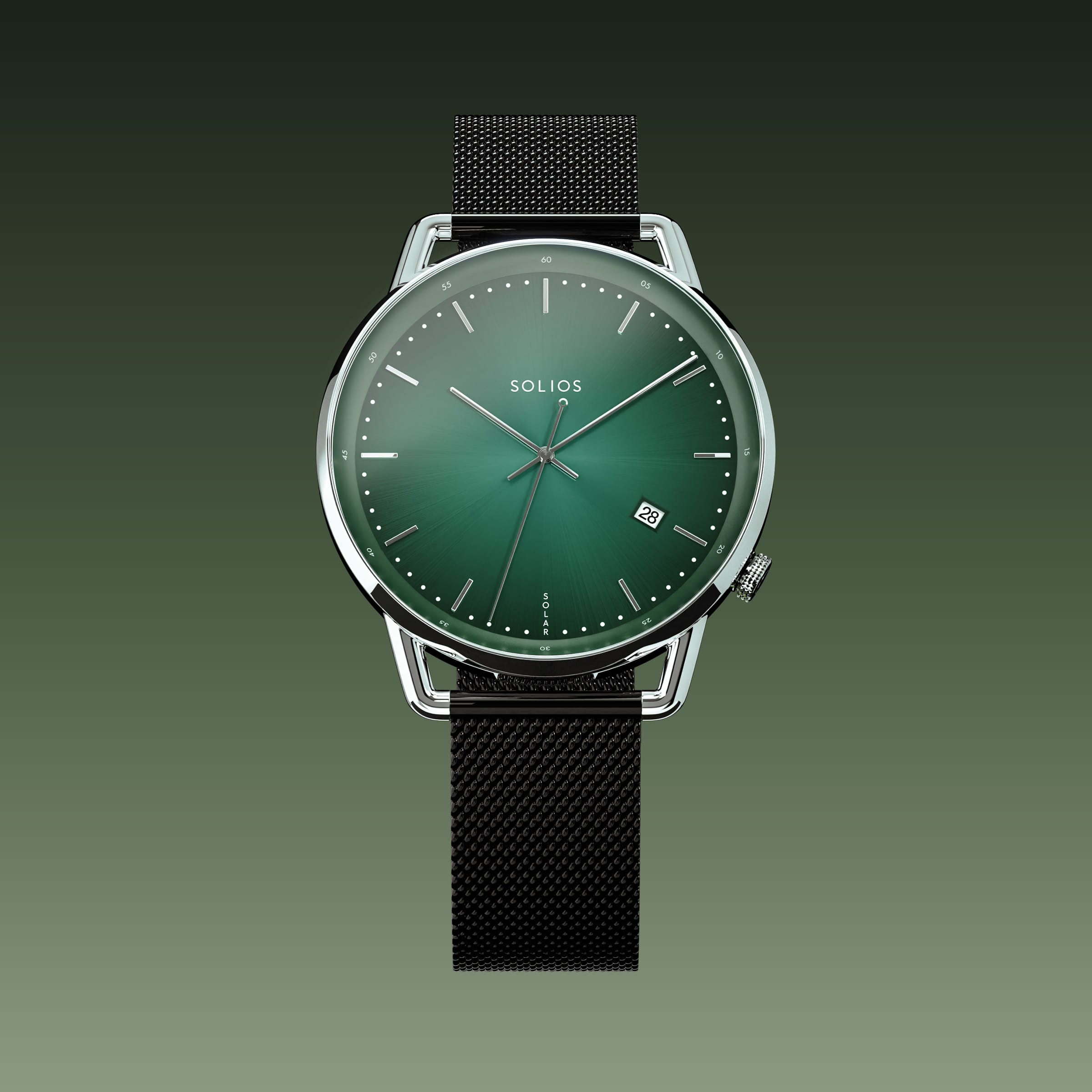 The Solar Curve | Green Dial - Silver Case