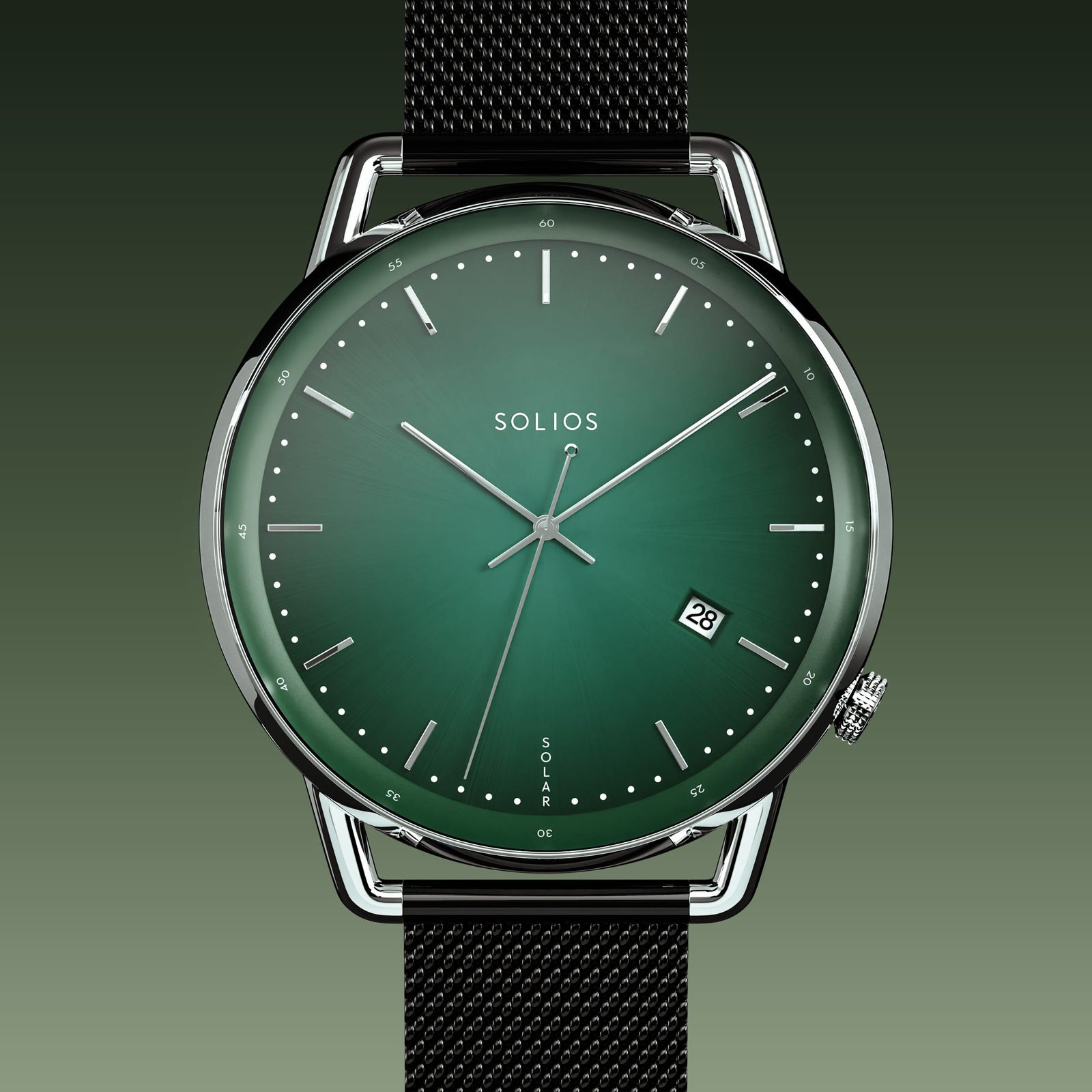 The Solar Curve | Green Dial - Silver Case