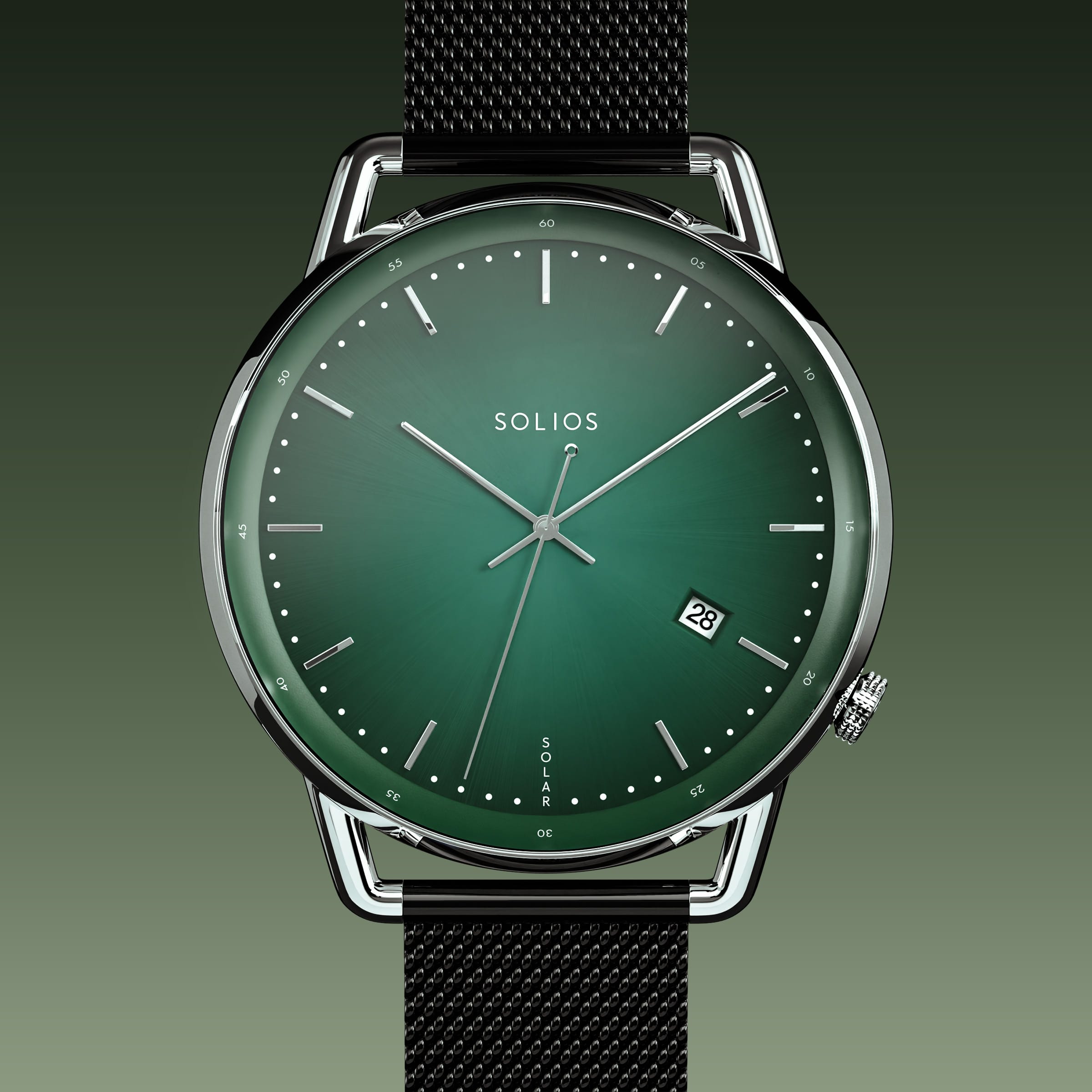 The Solar Curve | Green Dial - Silver Case