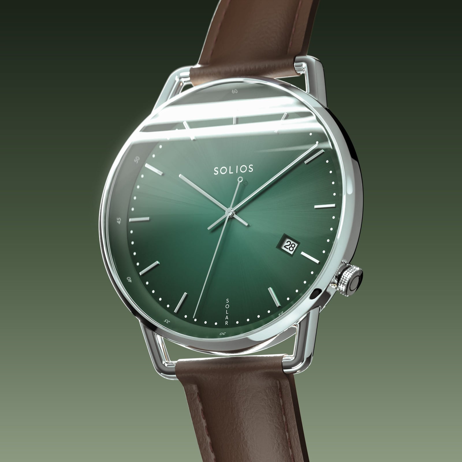 The Solar Curve | Green Dial - Silver Case