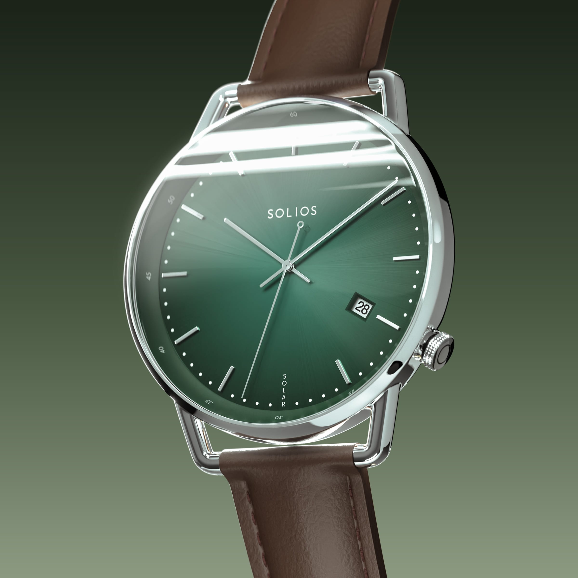 The Solar Curve | Green Dial - Silver Case