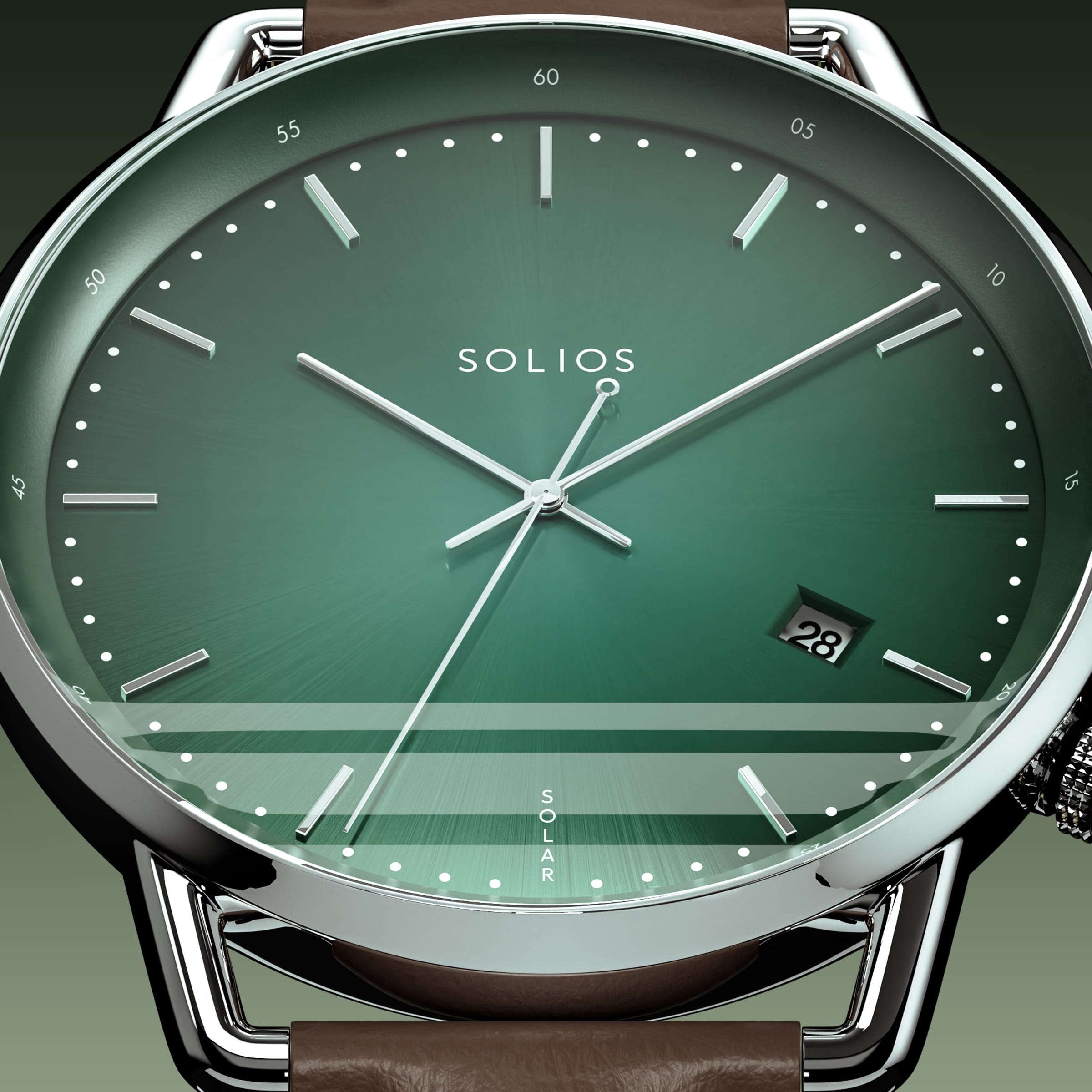 The Solar Curve | Green Dial - Silver Case