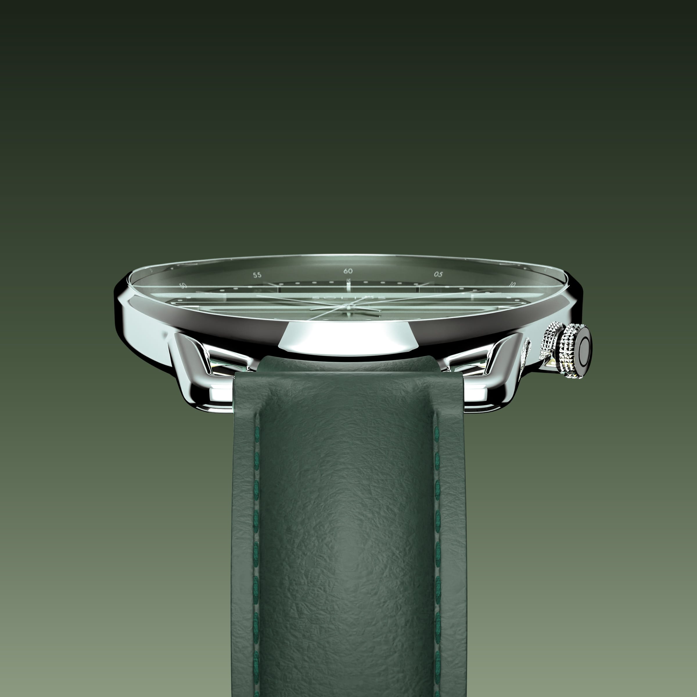 The Solar Curve | Green Dial - Silver Case