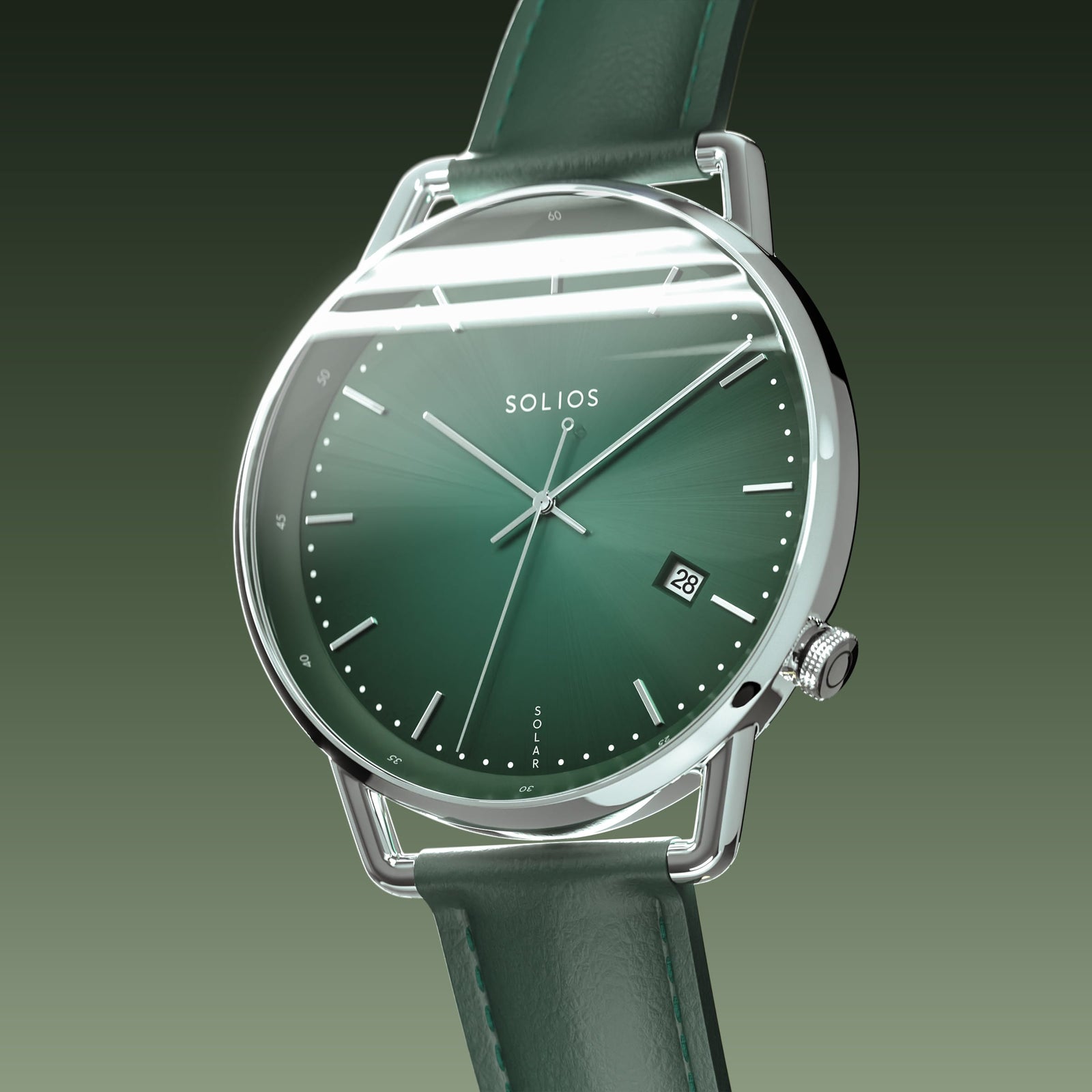 The Solar Curve | Green Dial - Silver Case