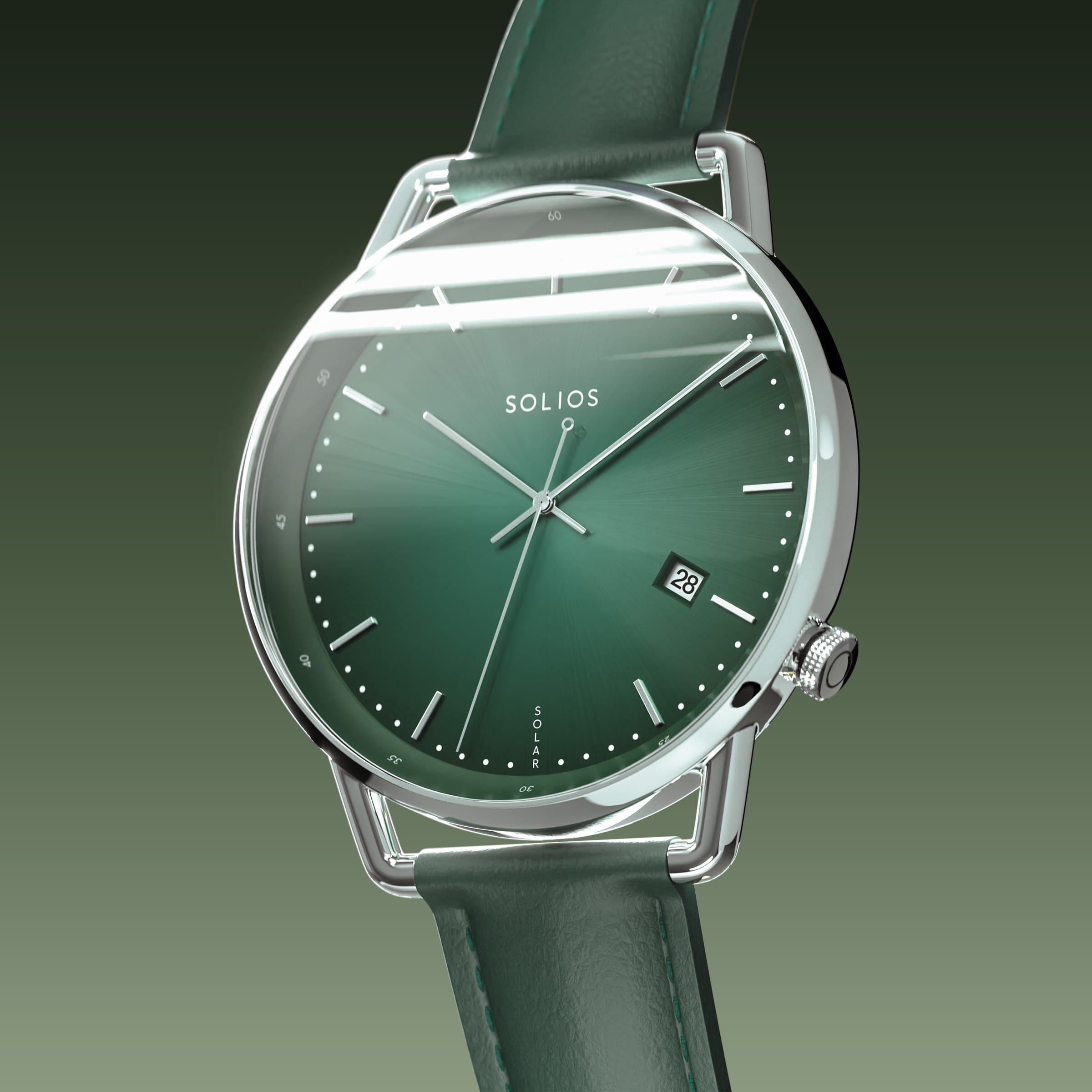 The Solar Curve | Green Dial - Silver Case