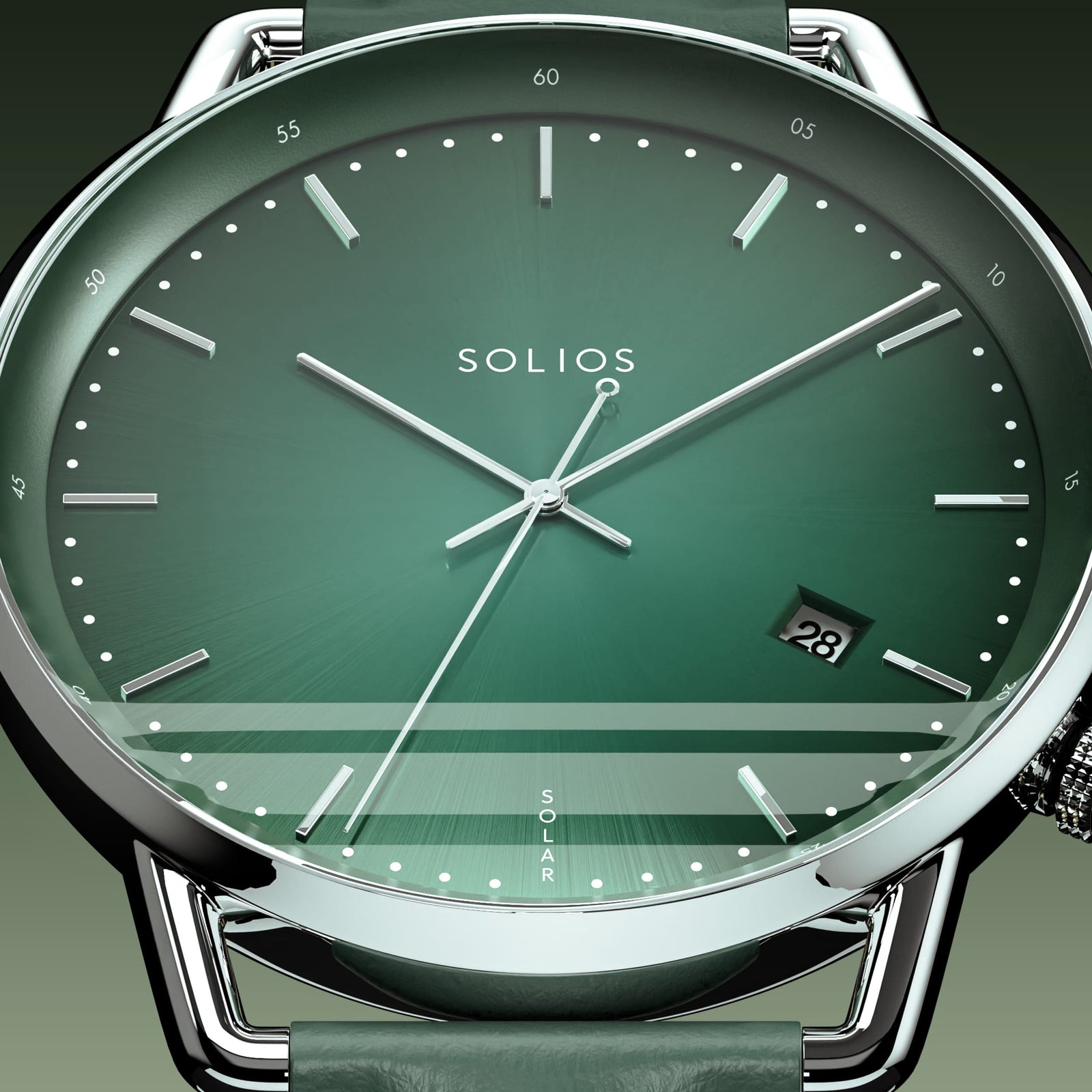 The Solar Curve | Green Dial - Silver Case