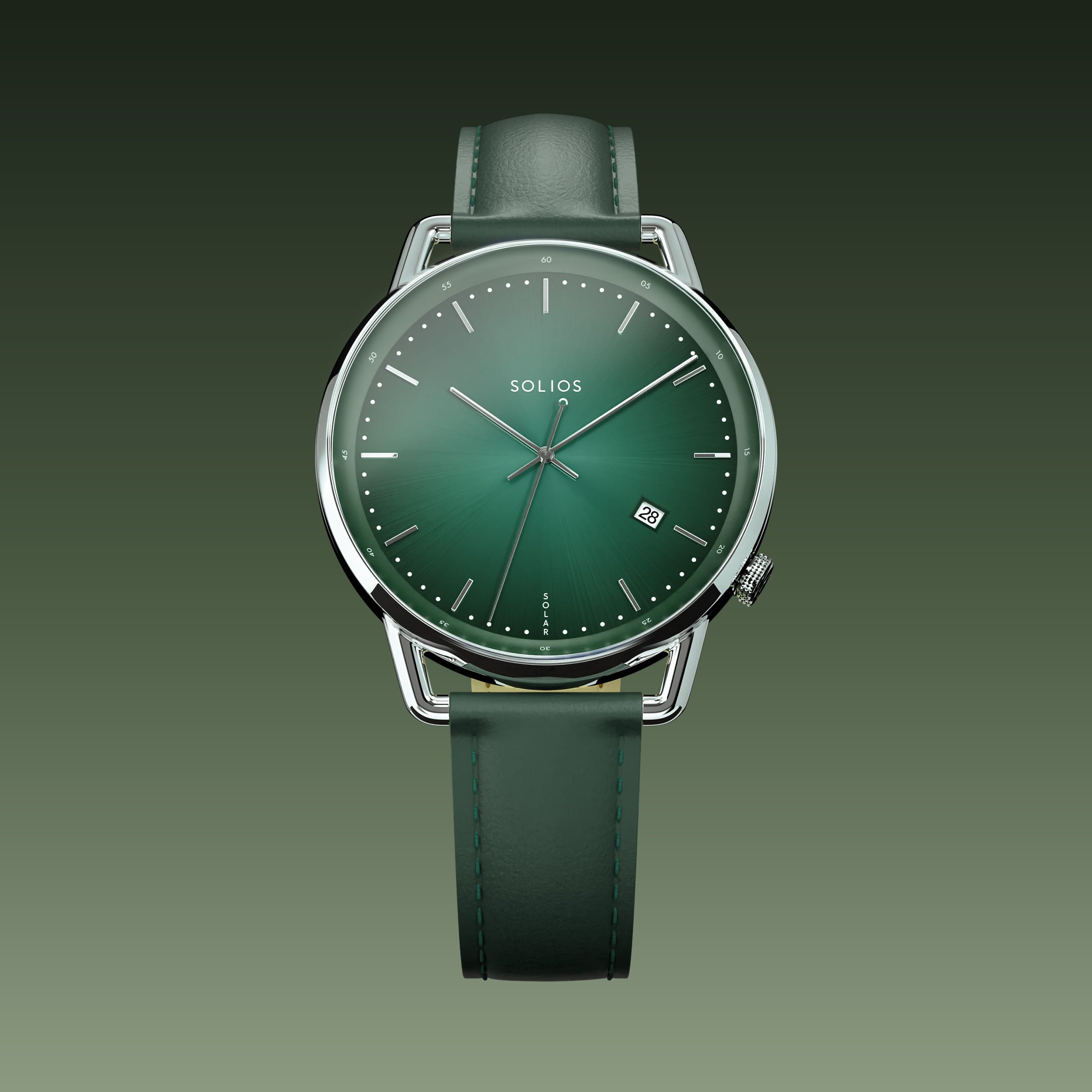 The Solar Curve | Green Dial - Silver Case