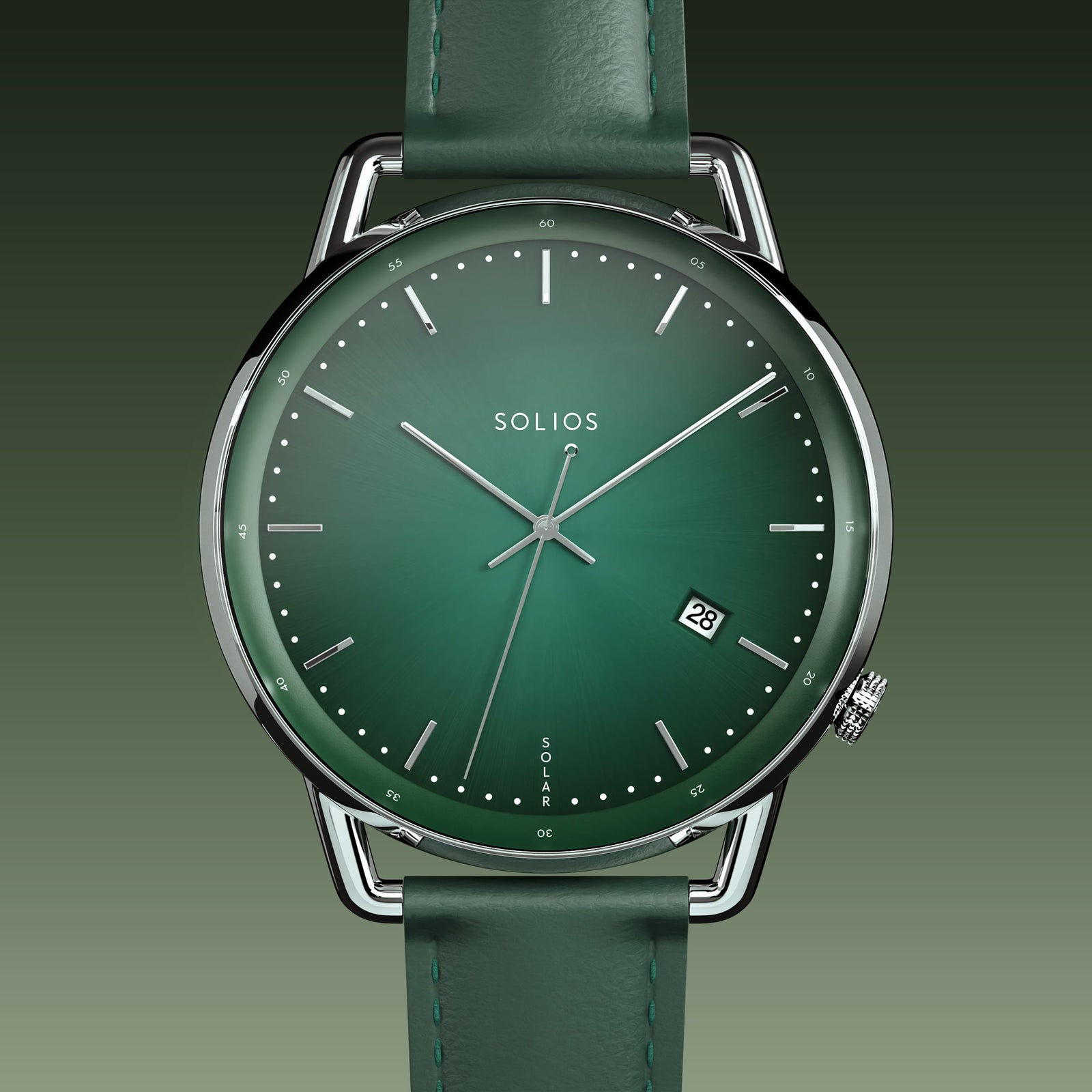 The Solar Curve | Green Dial - Silver Case