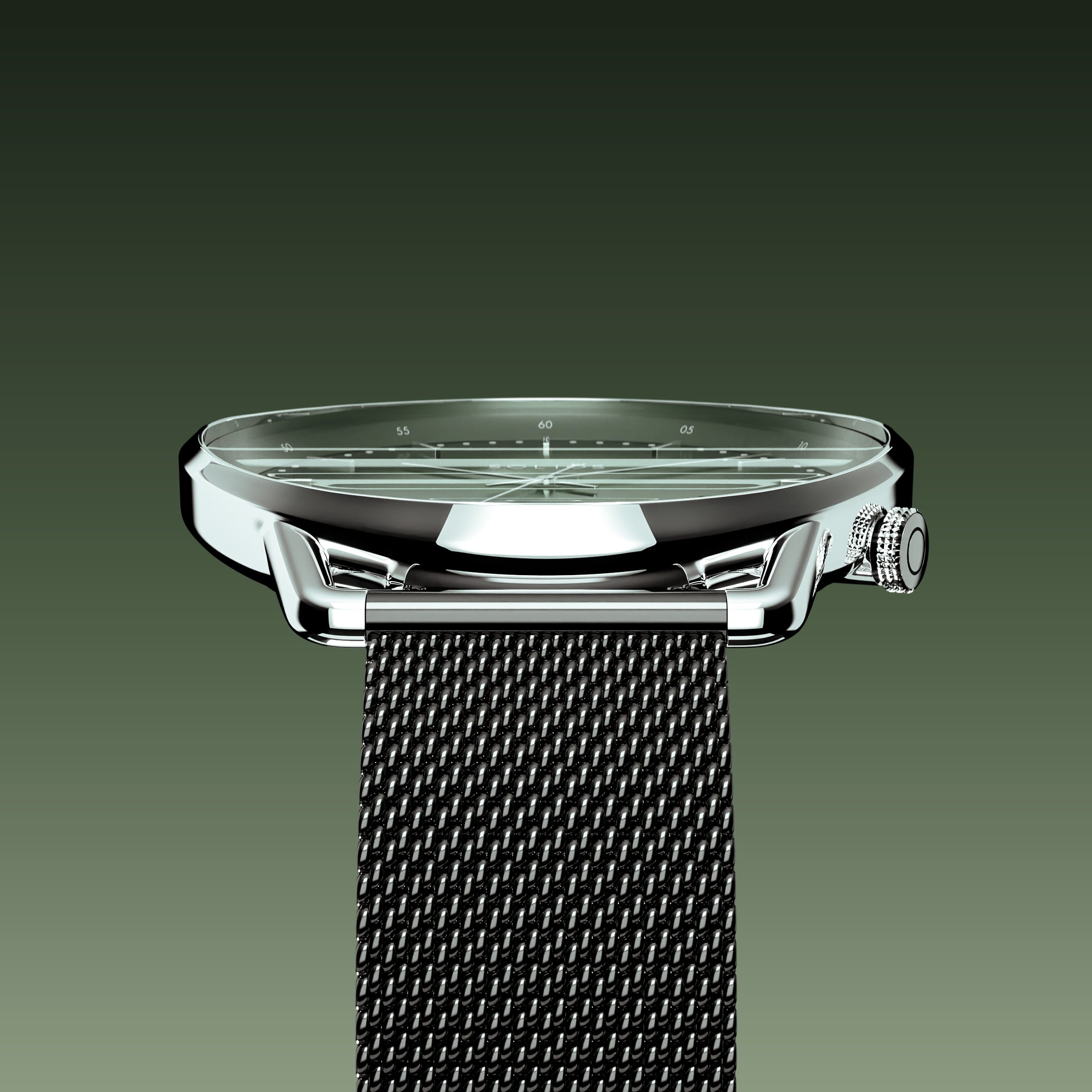The Solar Curve | Green Dial - Silver Case