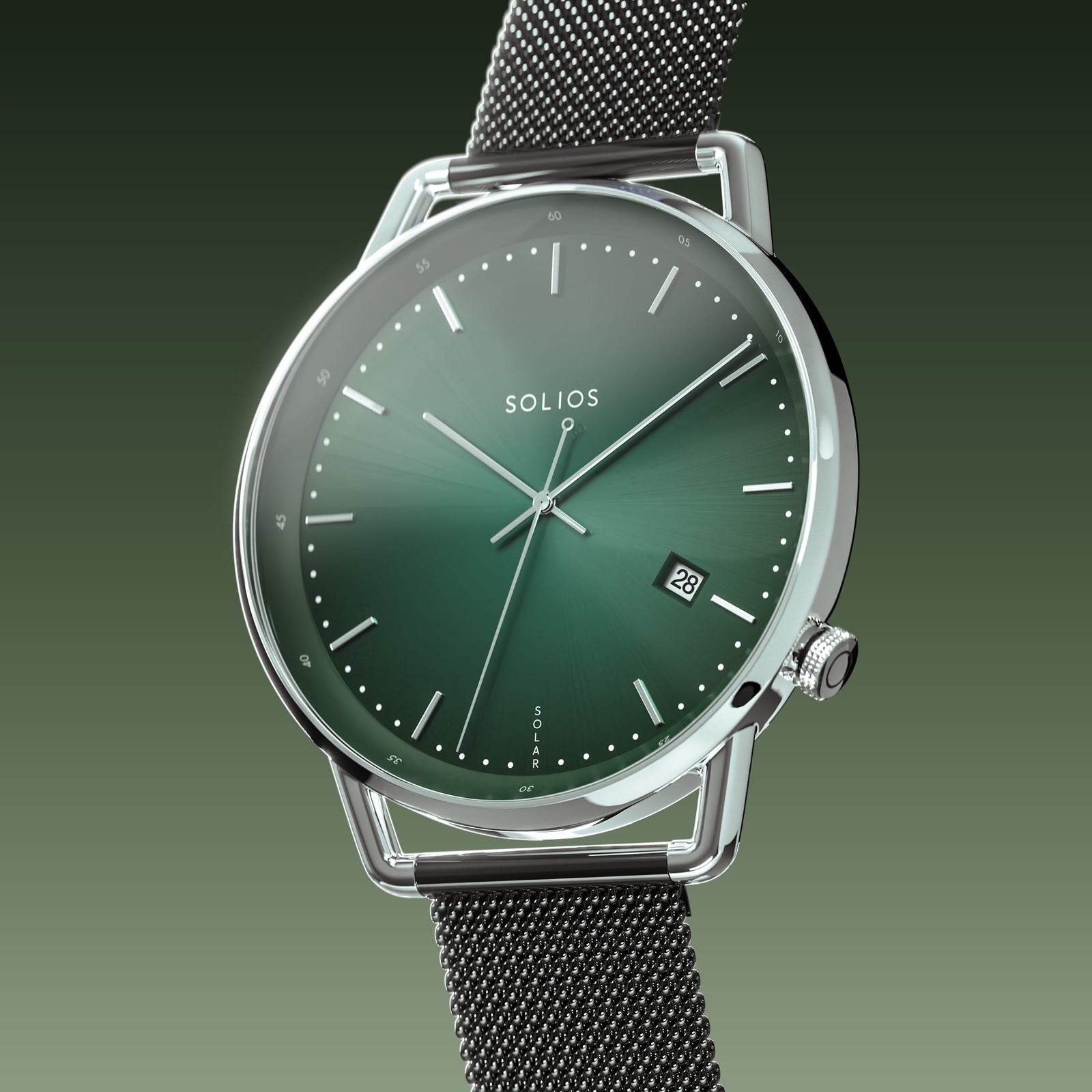 The Solar Curve | Green Dial - Silver Case