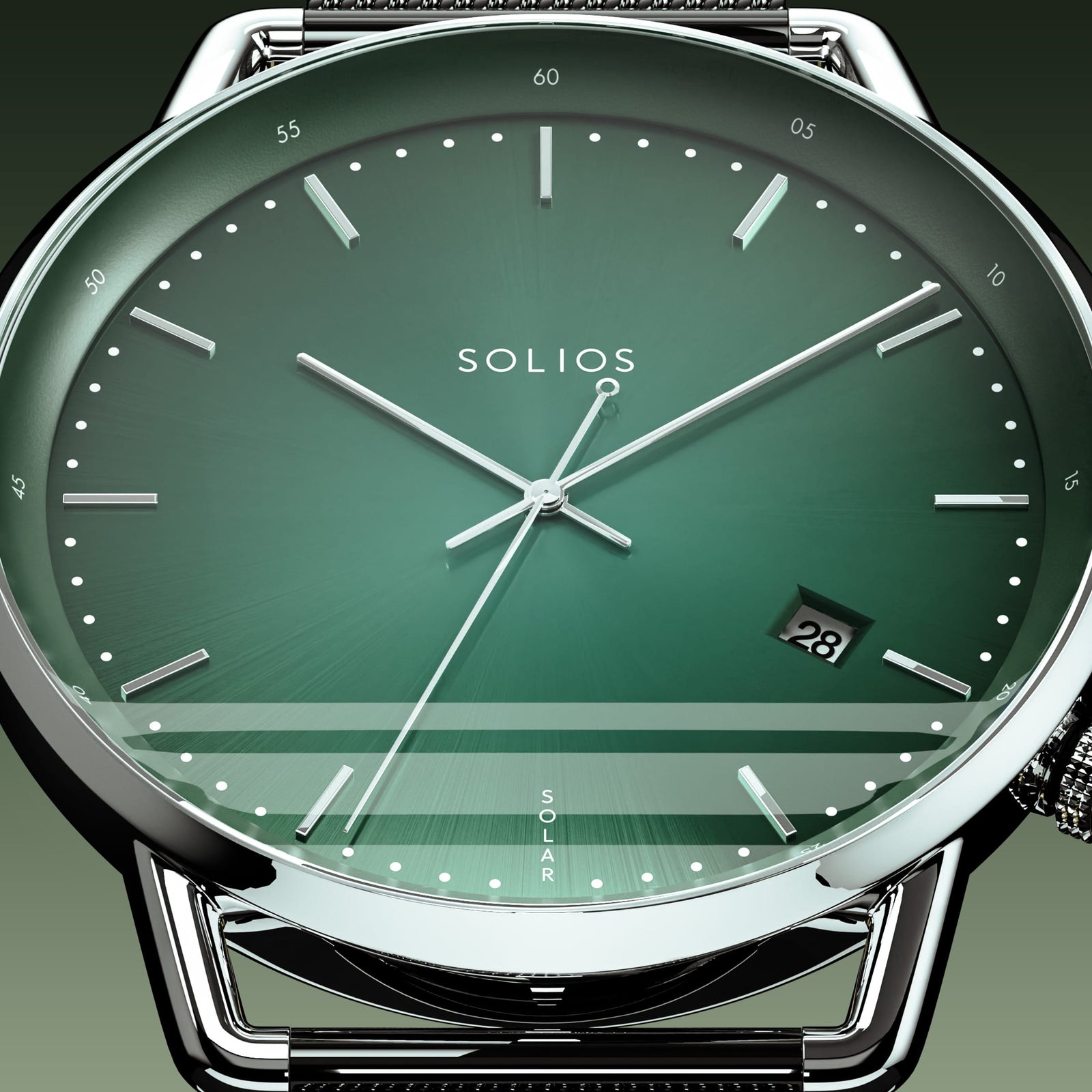 The Solar Curve | Green Dial - Silver Case