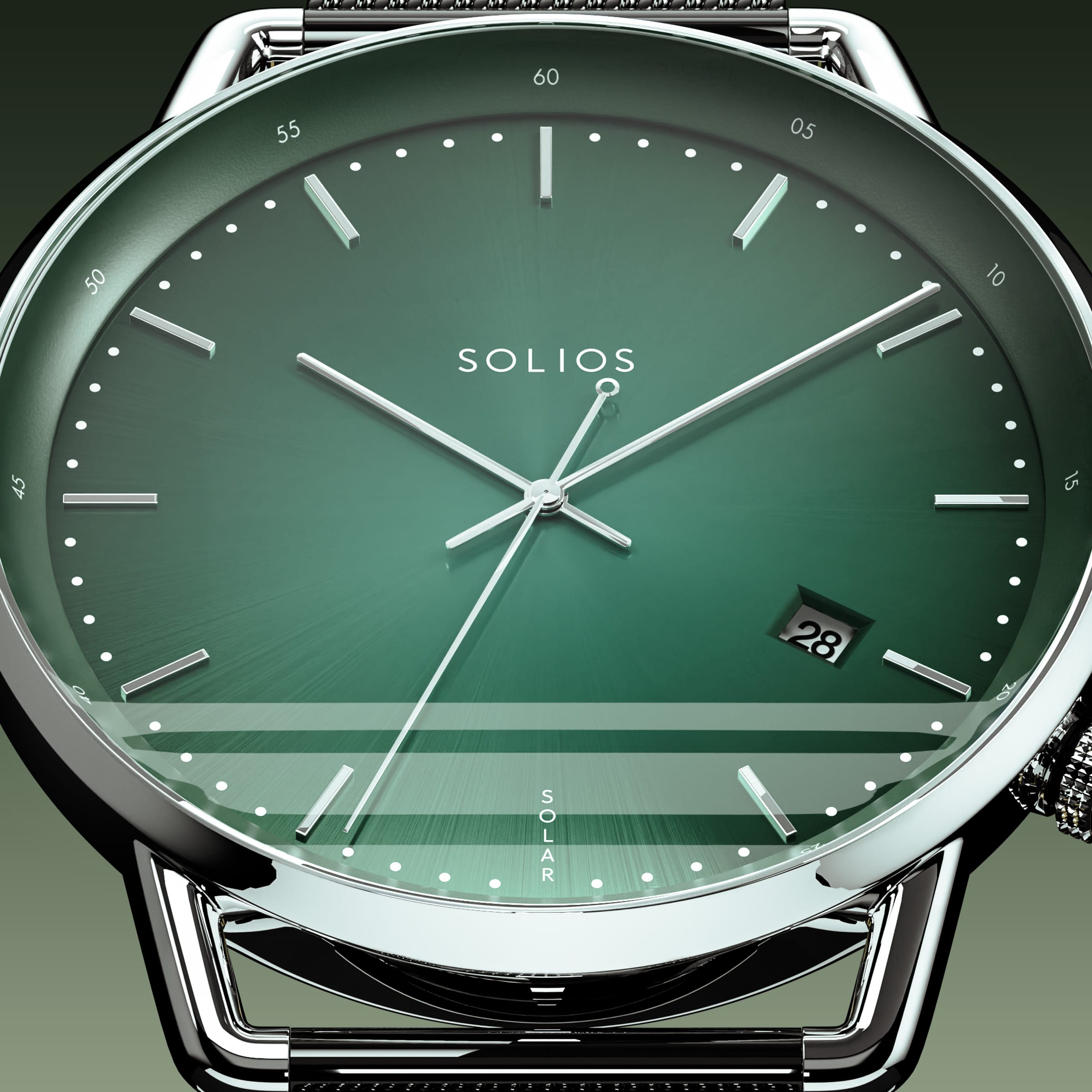 The Solar Curve | Green Dial - Silver Case