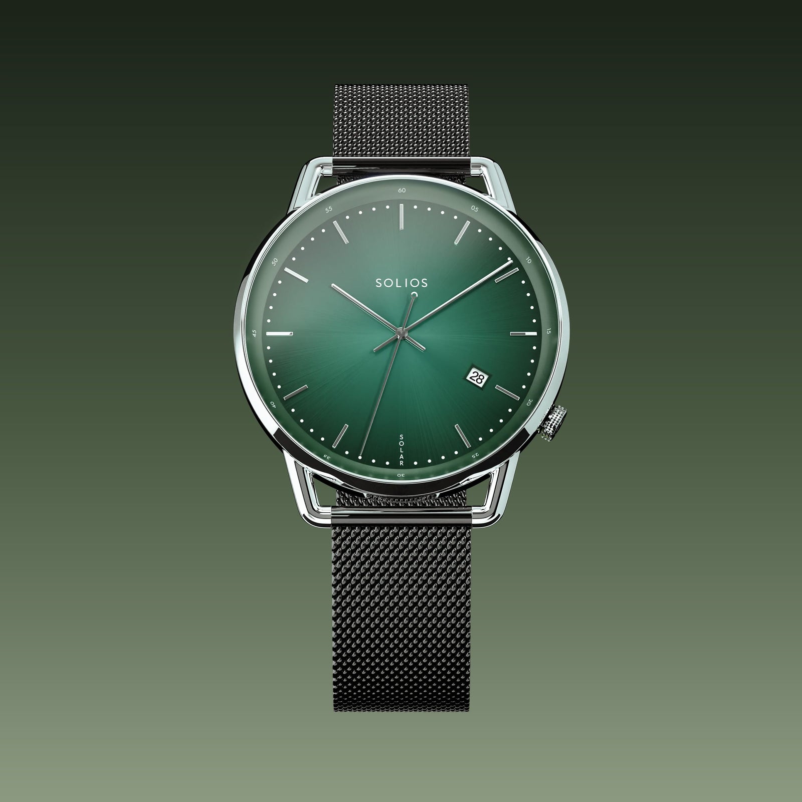 The Solar Curve | Green Dial - Silver Case