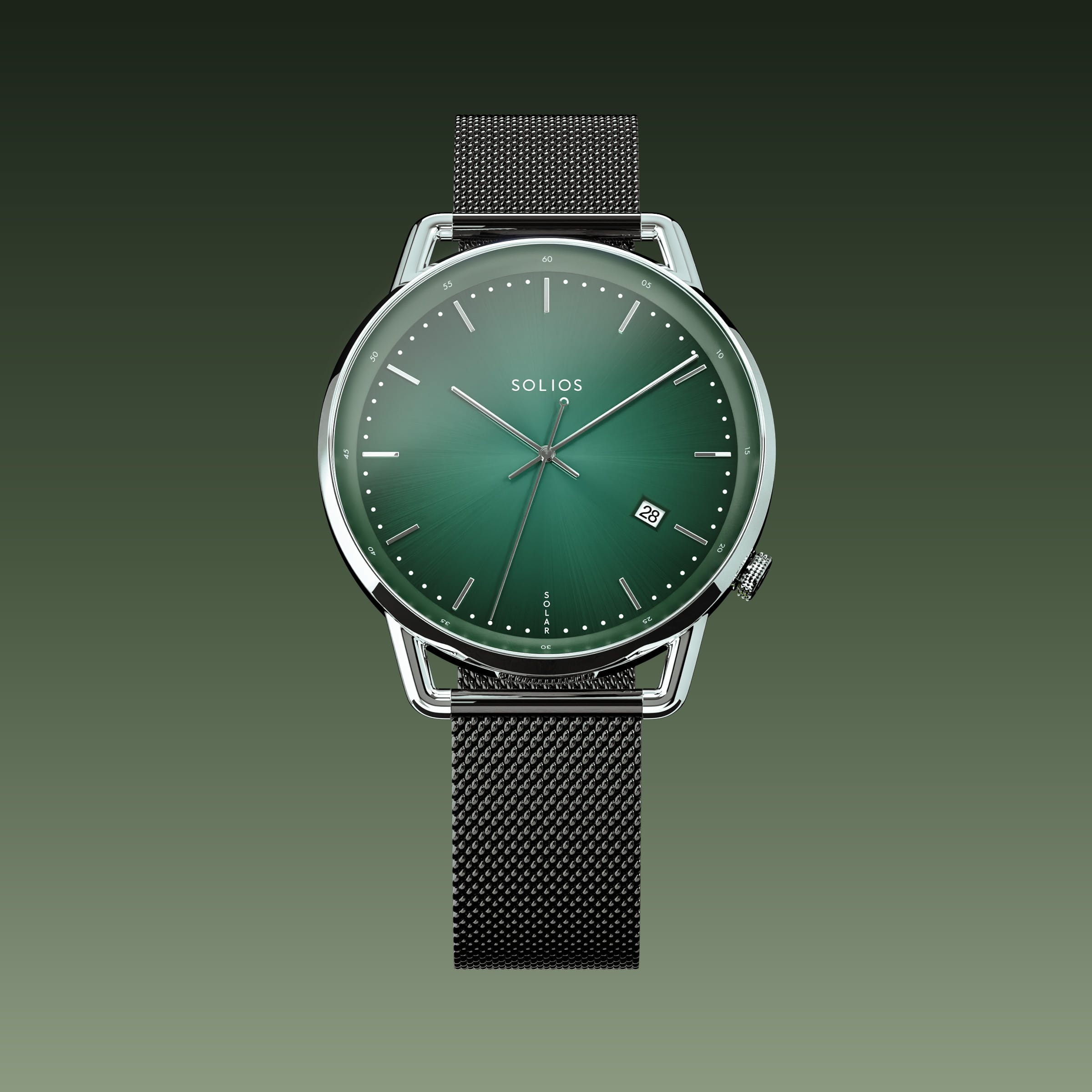 The Solar Curve | Green Dial - Silver Case