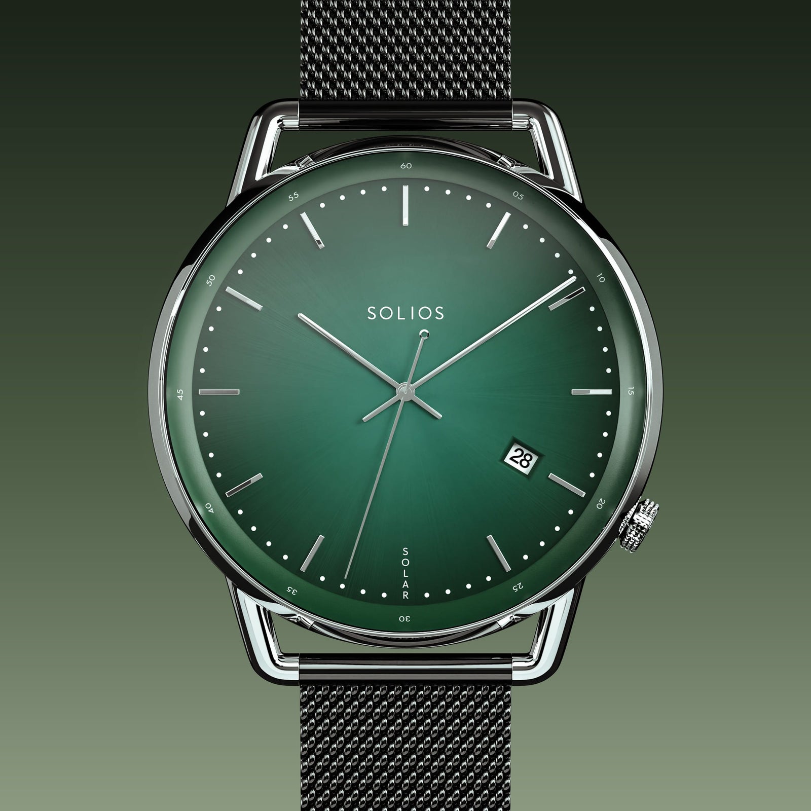 The Solar Curve | Green Dial - Silver Case