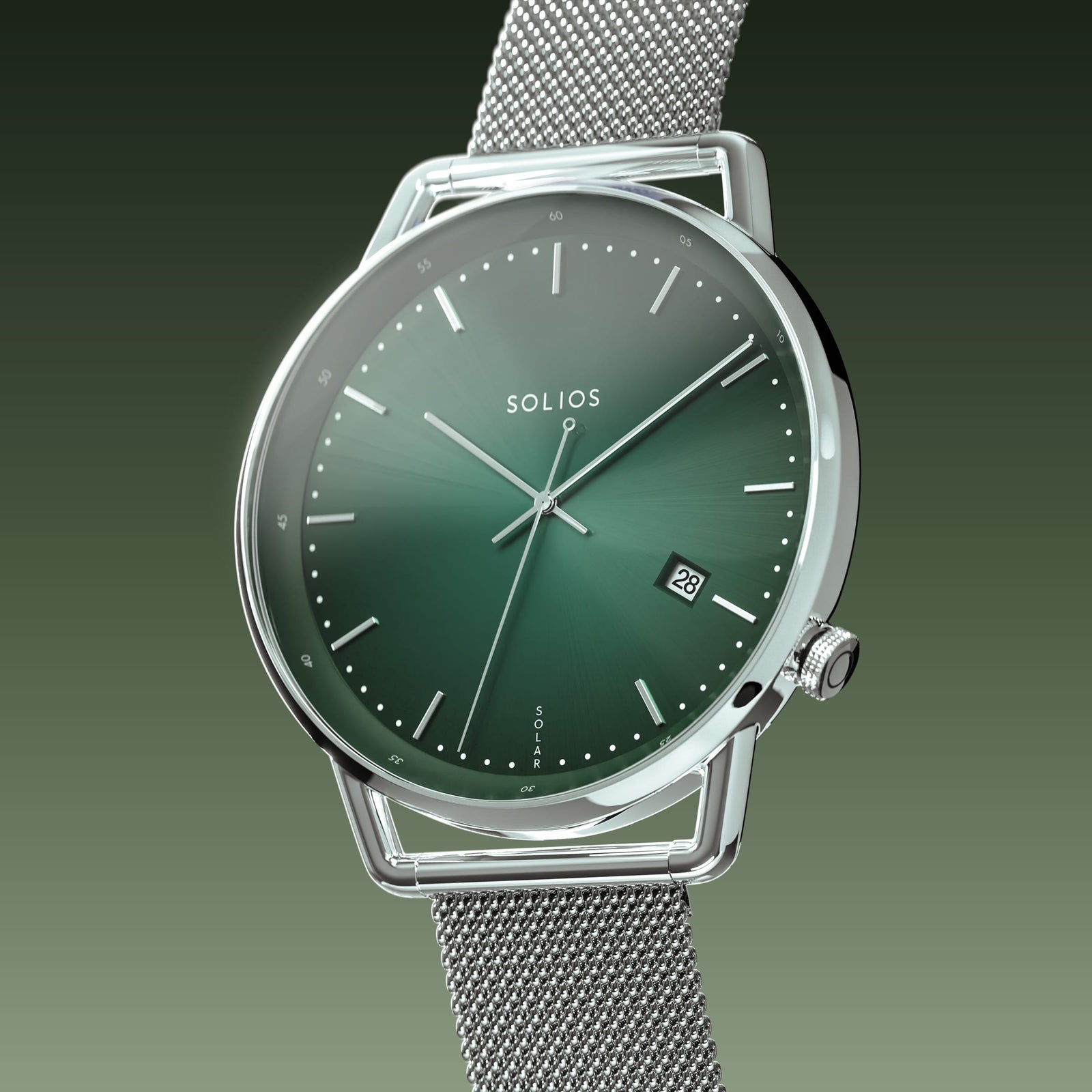 The Solar Curve | Green Dial - Silver Case