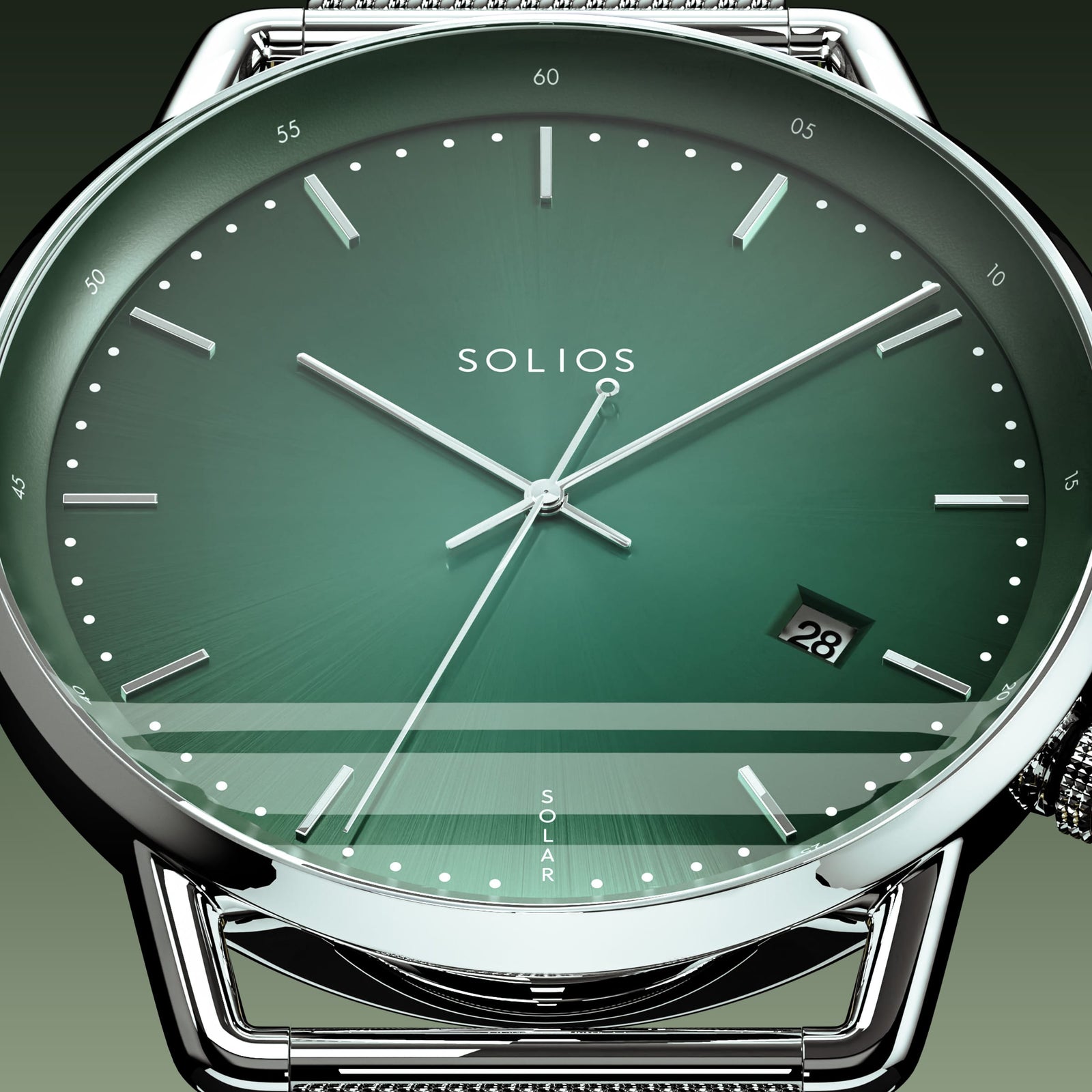 The Solar Curve | Green Dial - Silver Case